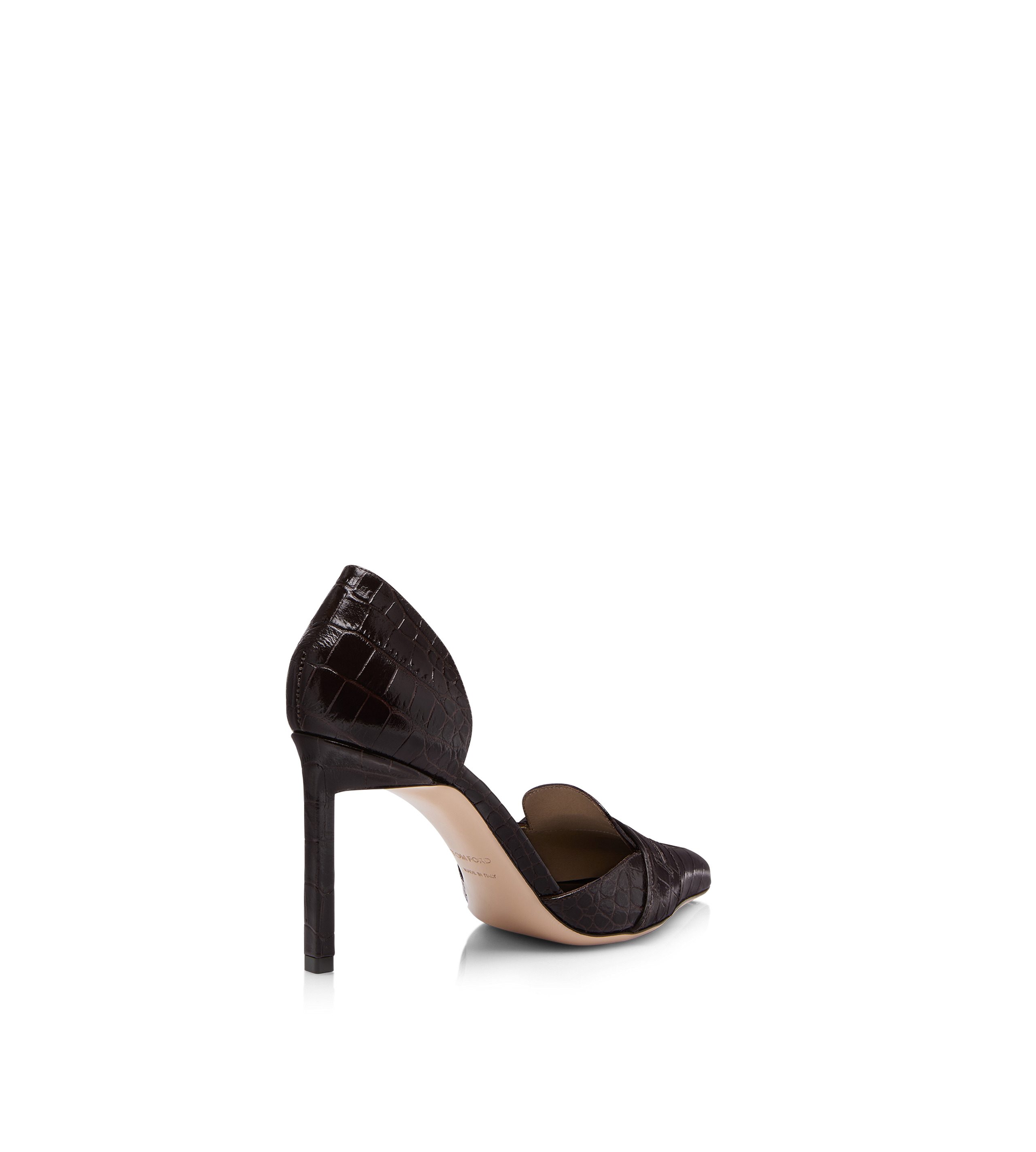 SHINY STAMPED CROCODILE LEATHER EVA D'ORSAY PUMP - 3