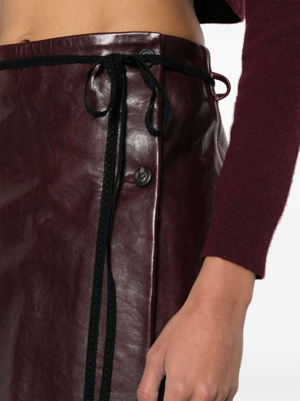 wrap leather miniskirt - 5
