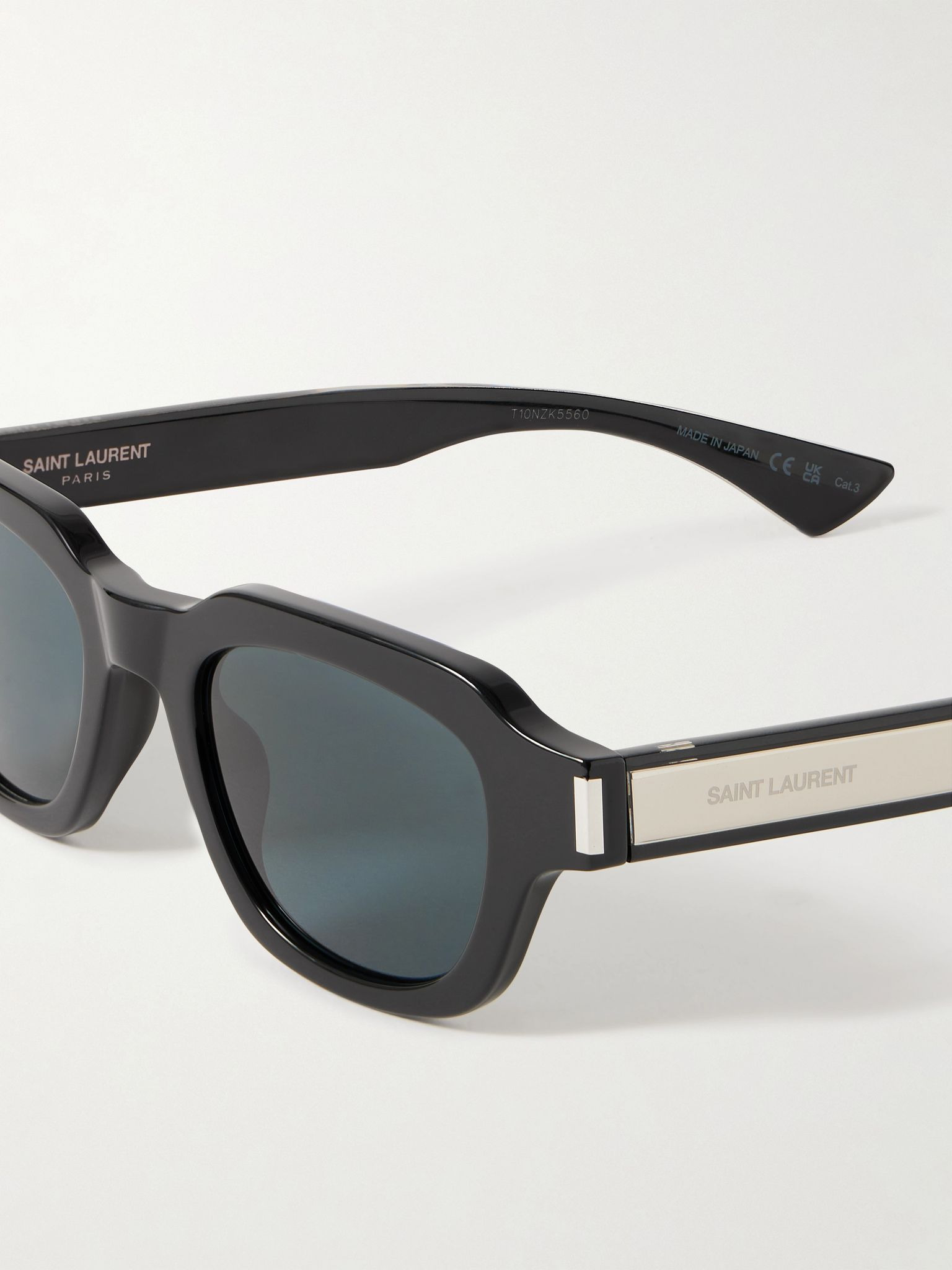 D-frame acetate and silver-tone sunglasses Black - 4