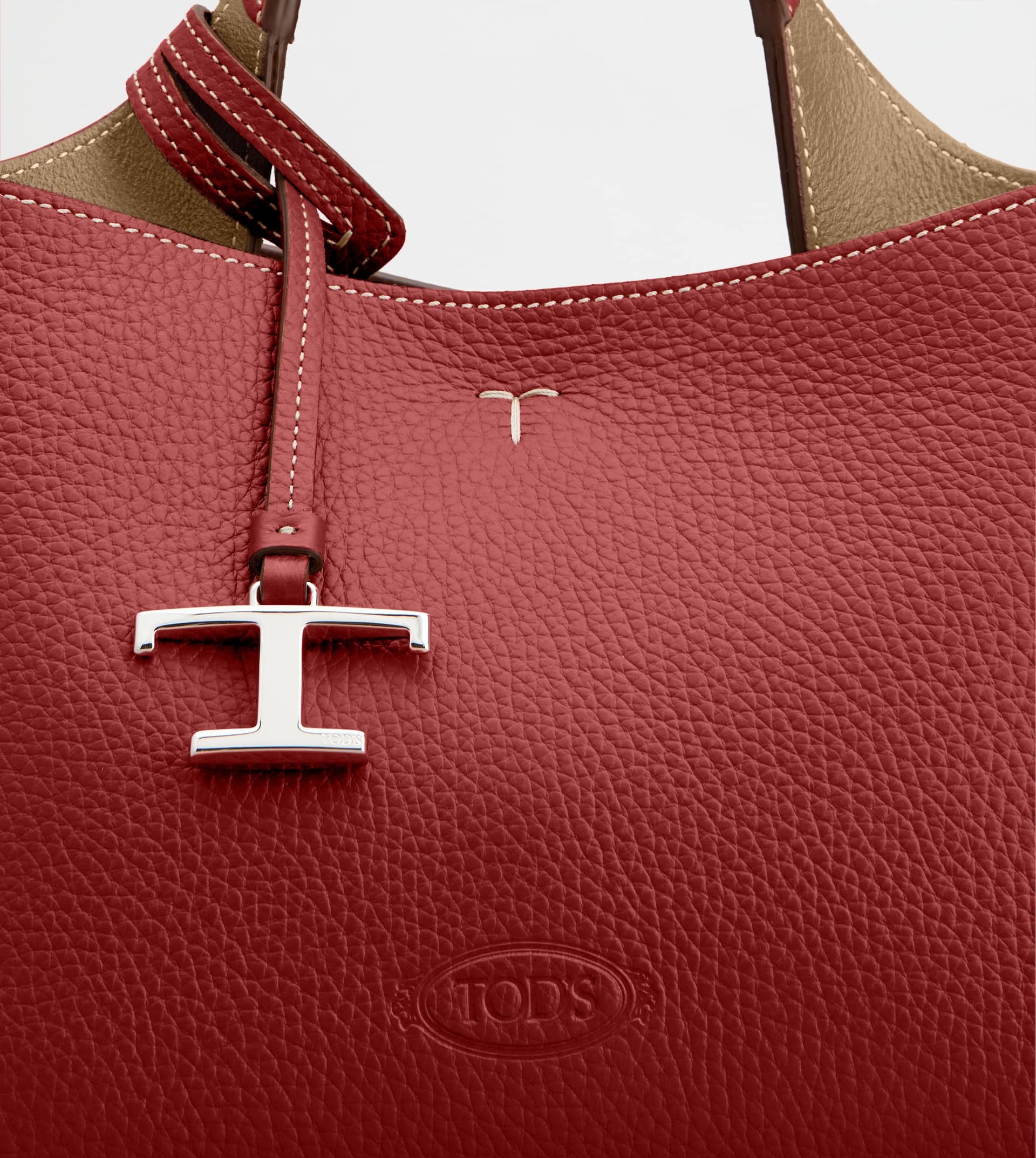 BAG IN LEATHER MICRO - RED, BROWN - 4