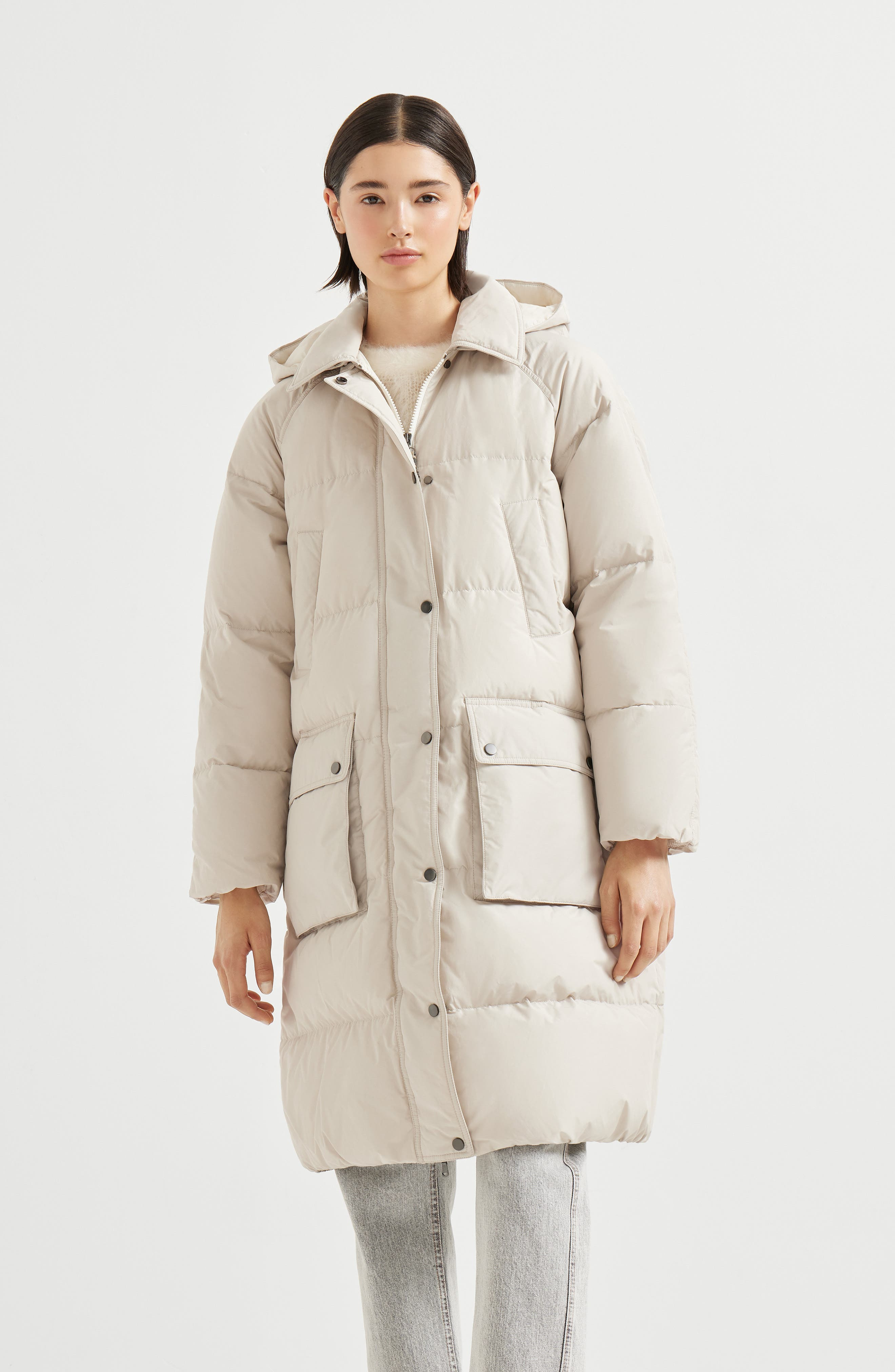 Brunello Cucinelli Water-resistant taffeta down jacket in Light Grey at Nordstrom - 2