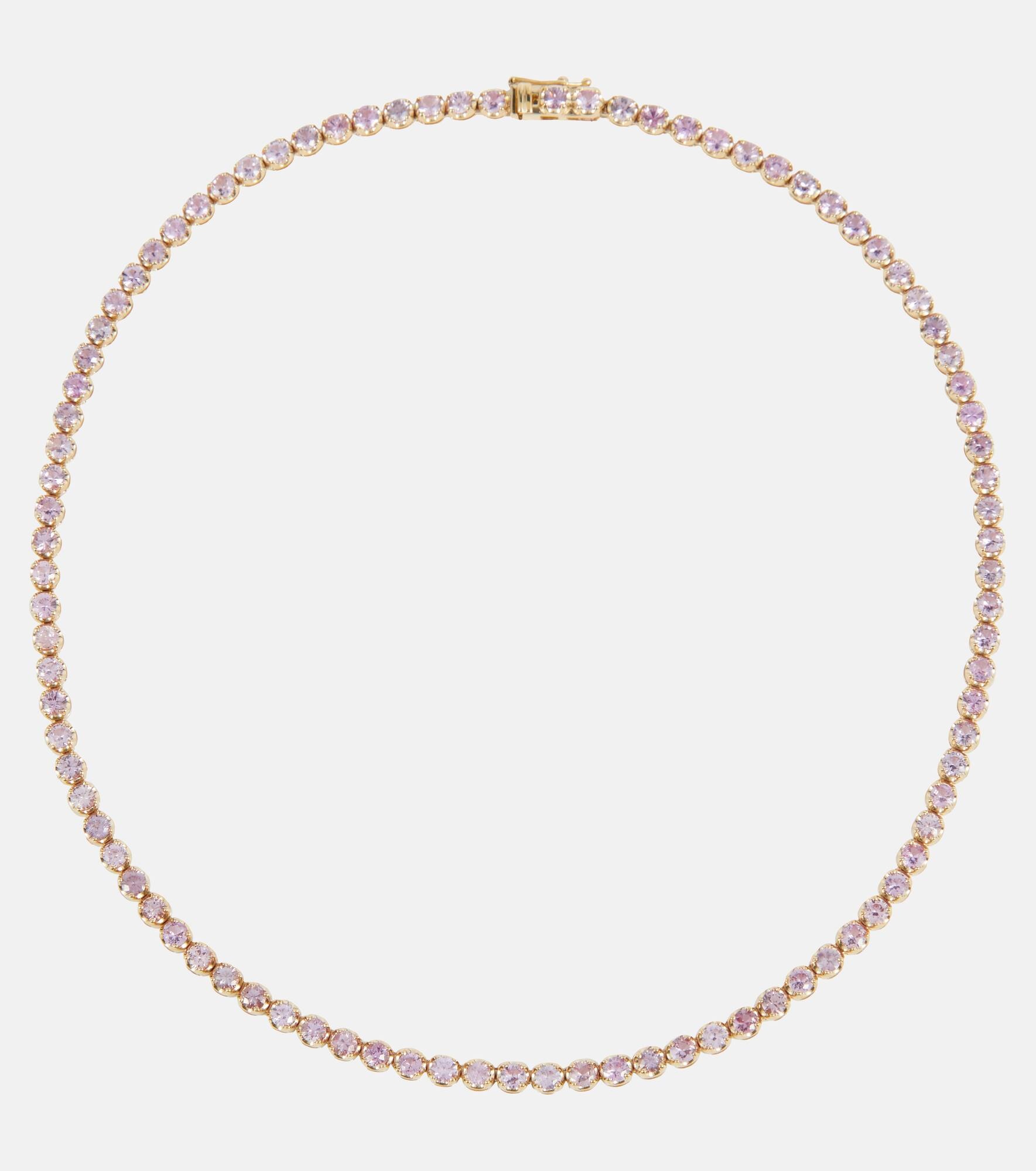 14kt gold tennis necklace with sapphires - 1