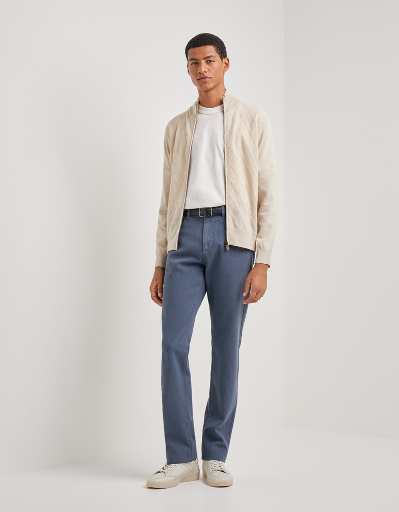 Canali AIR FORCE BLUE REGULAR FIT COTTON FIVE-POCKET DENIM PANTS outlook