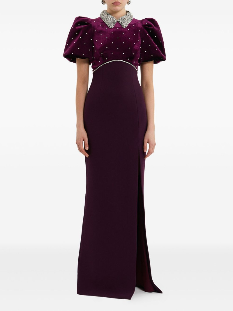 REBECCA VALLANCE puff-sleeve embellished maxi dress outlook