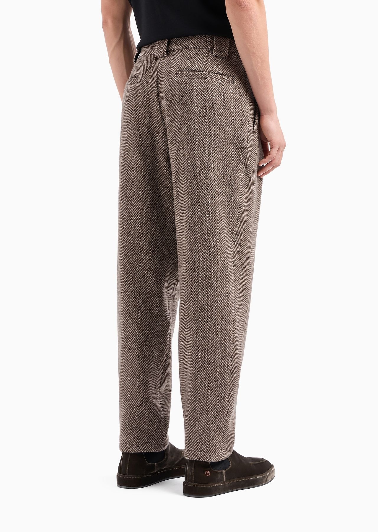 One-pleat trousers in a jacquard cashmere blend cloth - 3