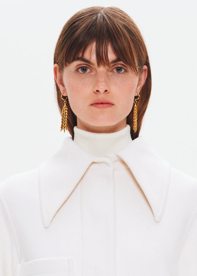 Bevza Spikelet Medium Hoop Earrings - Gold 4