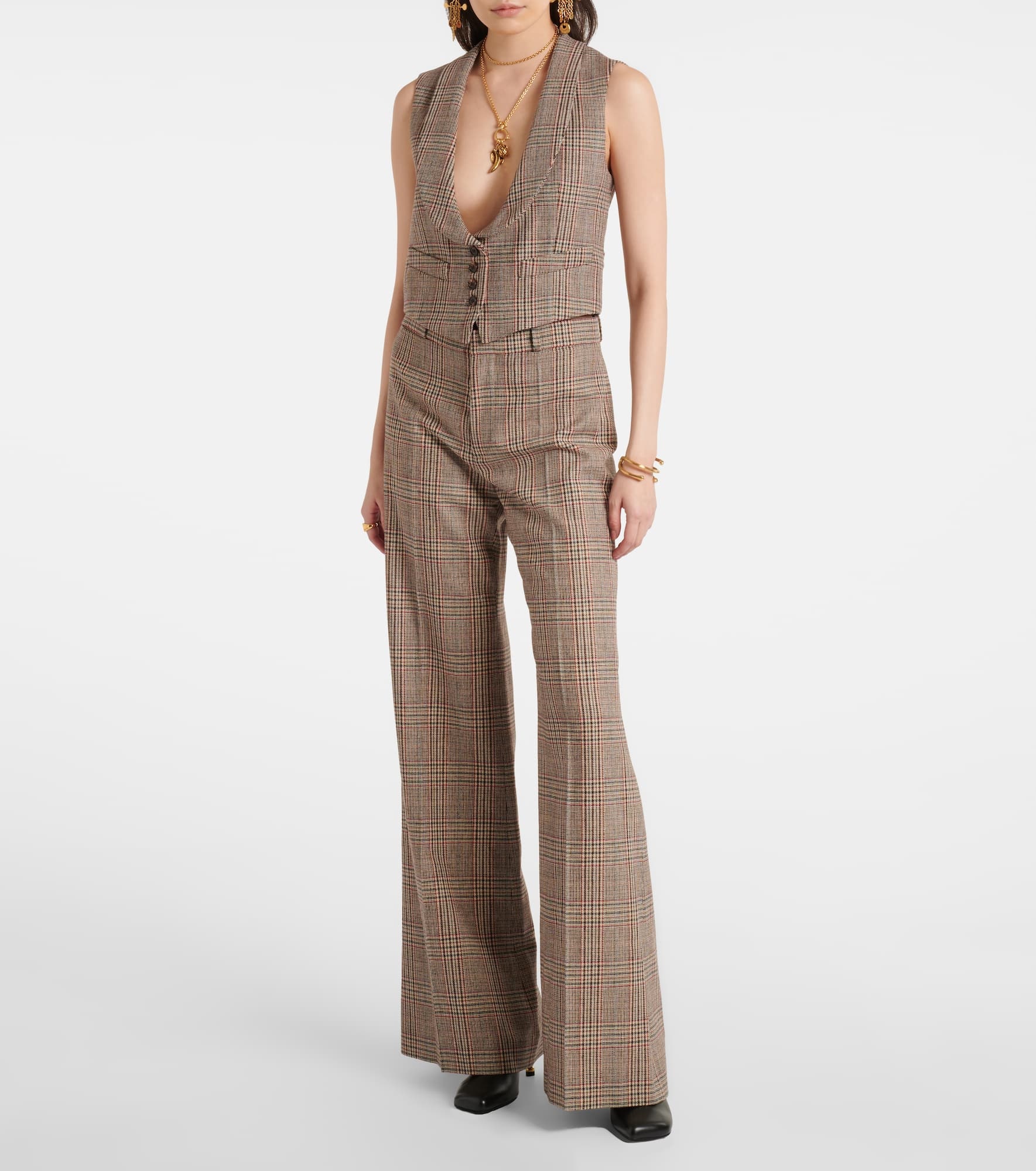 Prince of Wales check wide-leg pants - 2