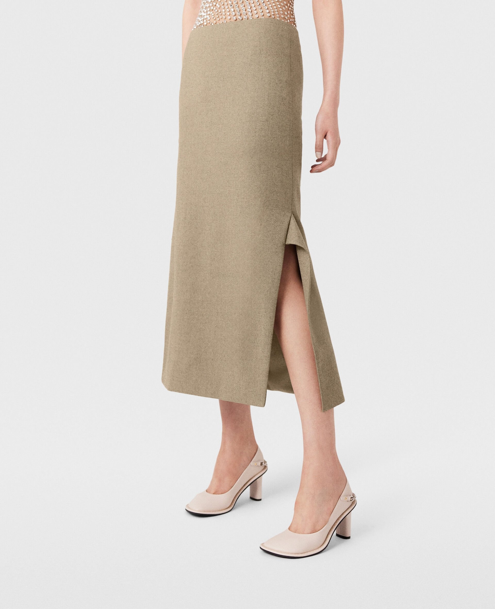 Mid-Rise Wool Midi Skirt - 5
