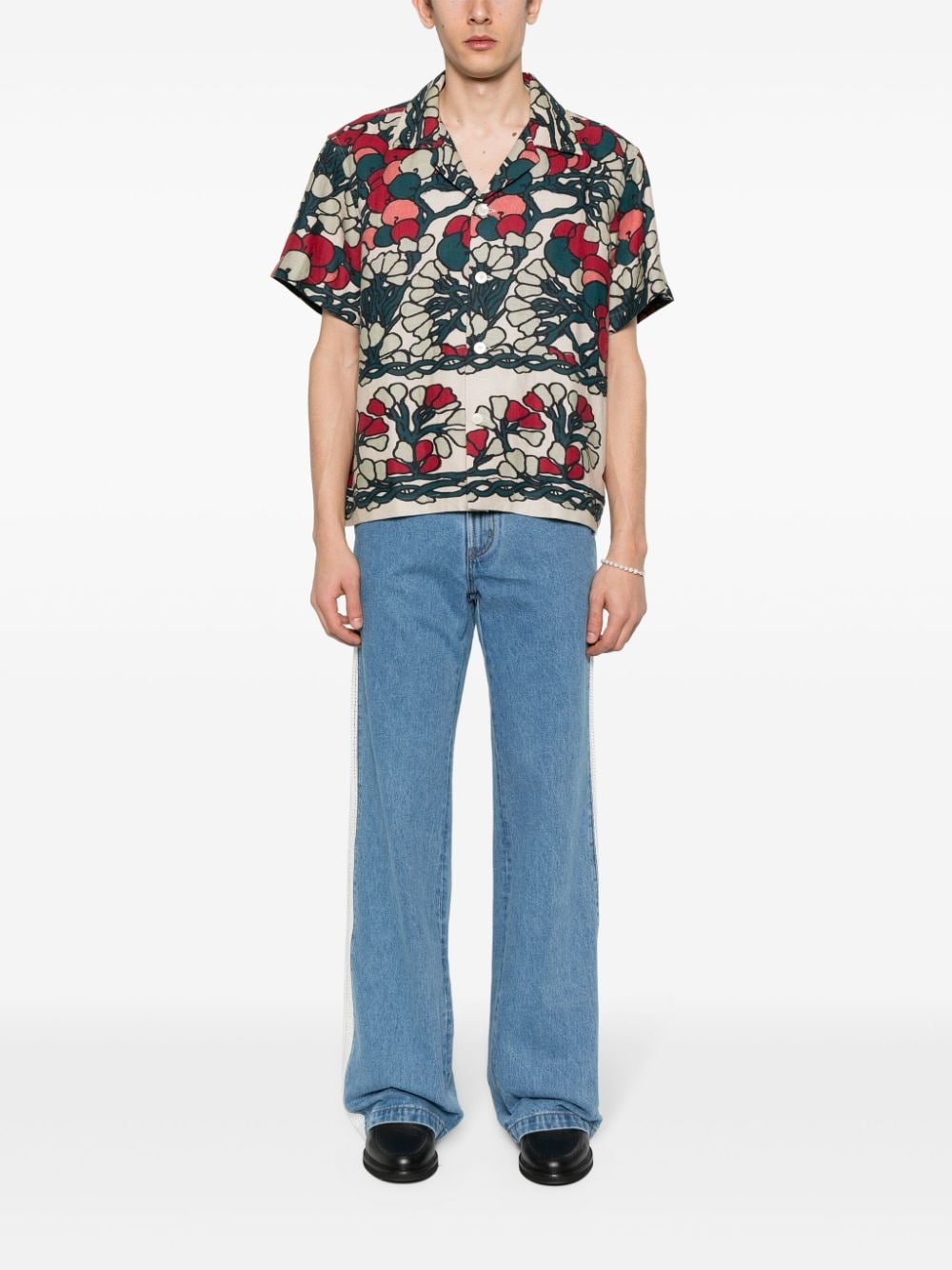 abstract-pattern linen shirt - 2