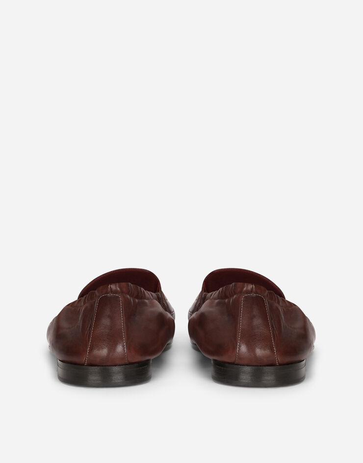 Calfskin loafers with branded tag - 3