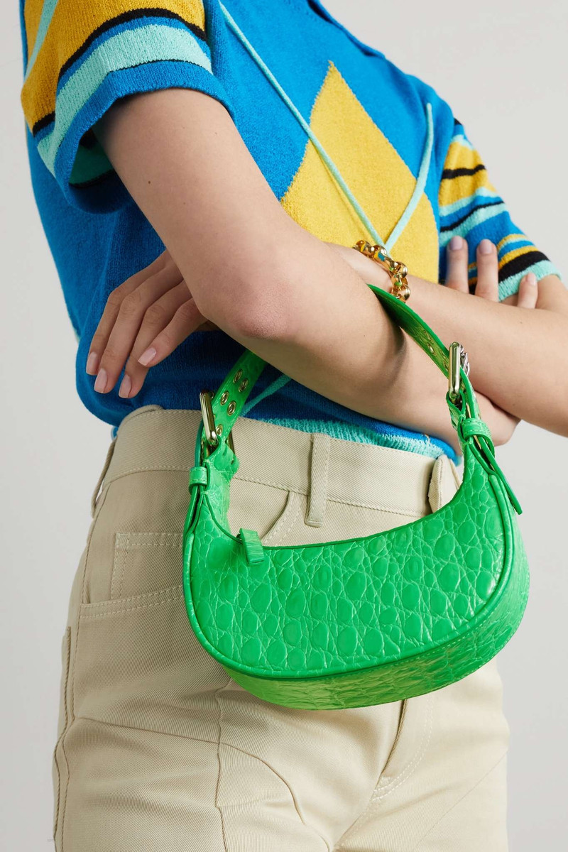 BY FAR Mini Soho croc-effect leather shoulder bag outlook