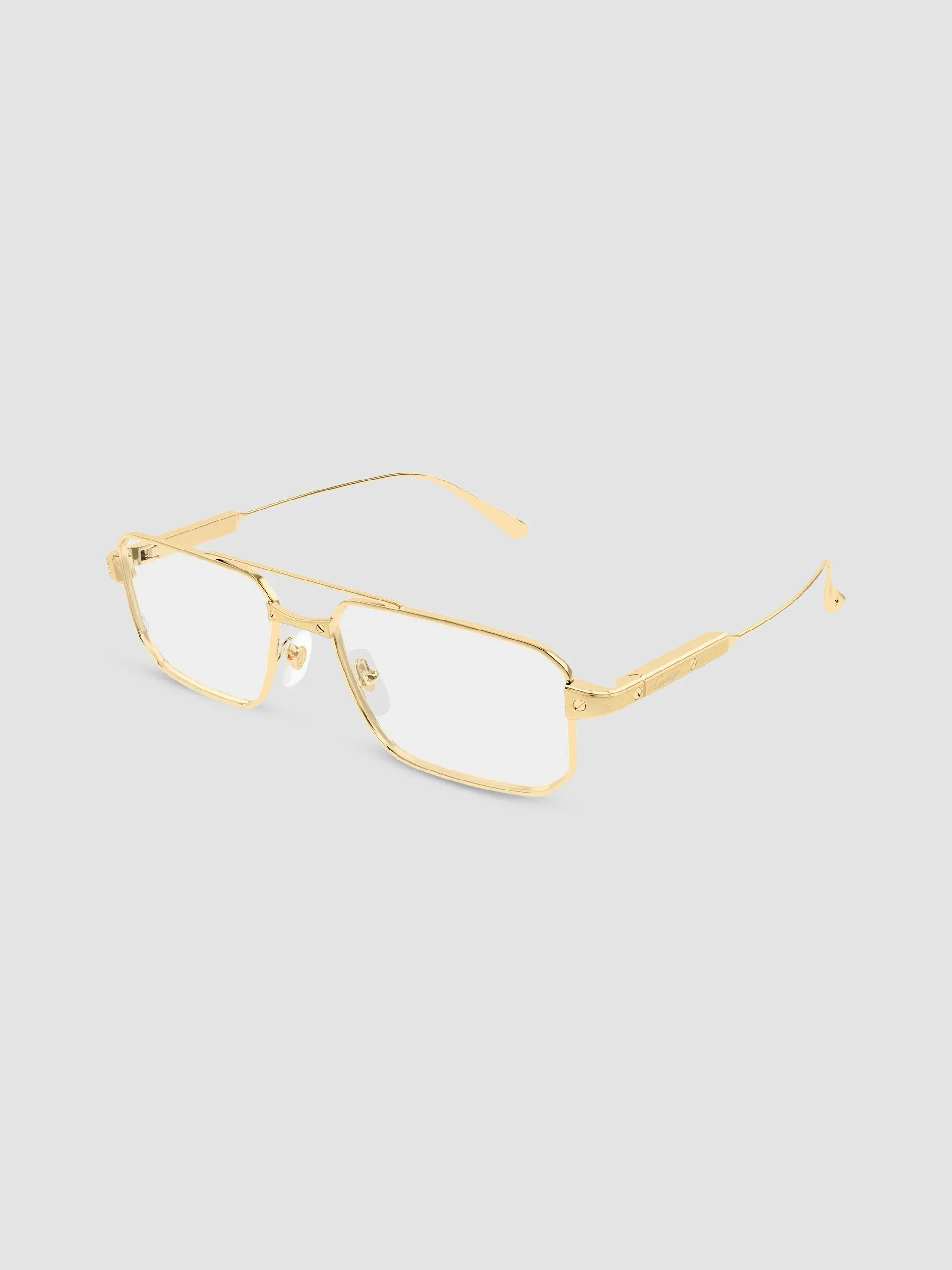 Men's Santos De 57MM 24K-Gold-Plated Rectangular Eyeglasses - Gold - 1