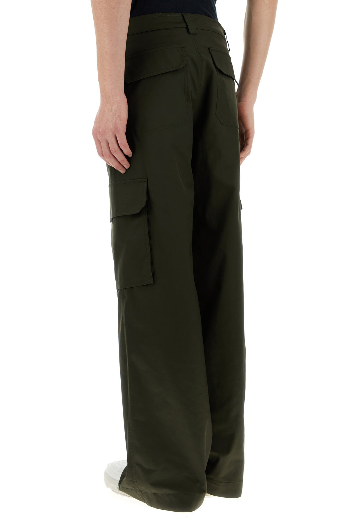 Olive green polyester blend cargo pant - 4