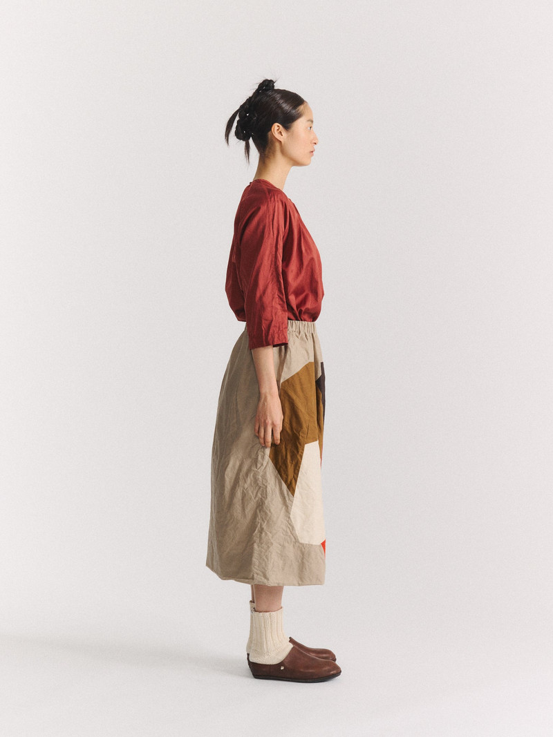 FLORAL PATCHWORK SKIRT - L WAX - MIXED COLORS 3