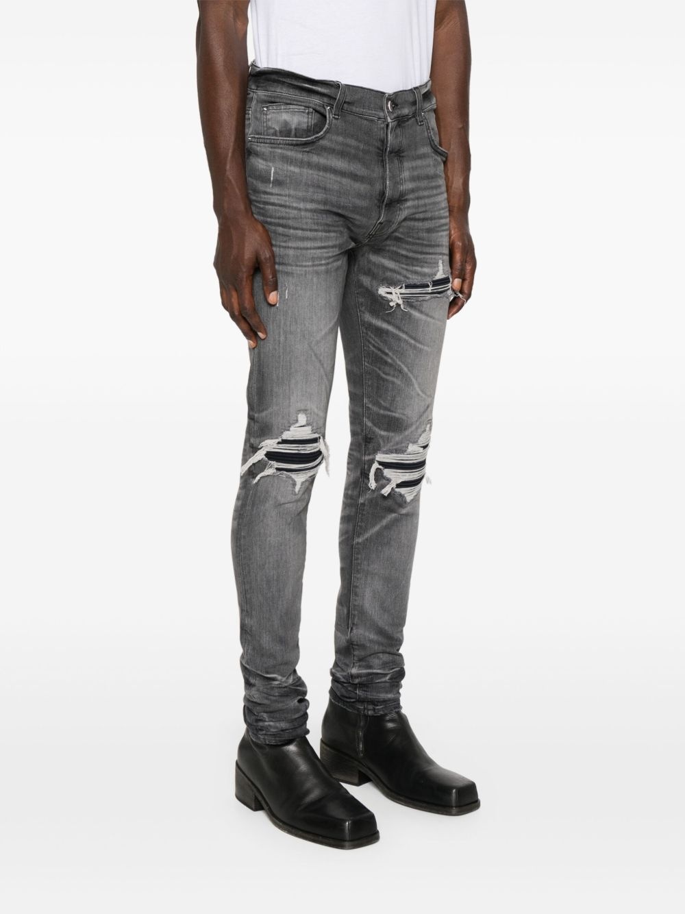 distressed straight-leg jeans - 3