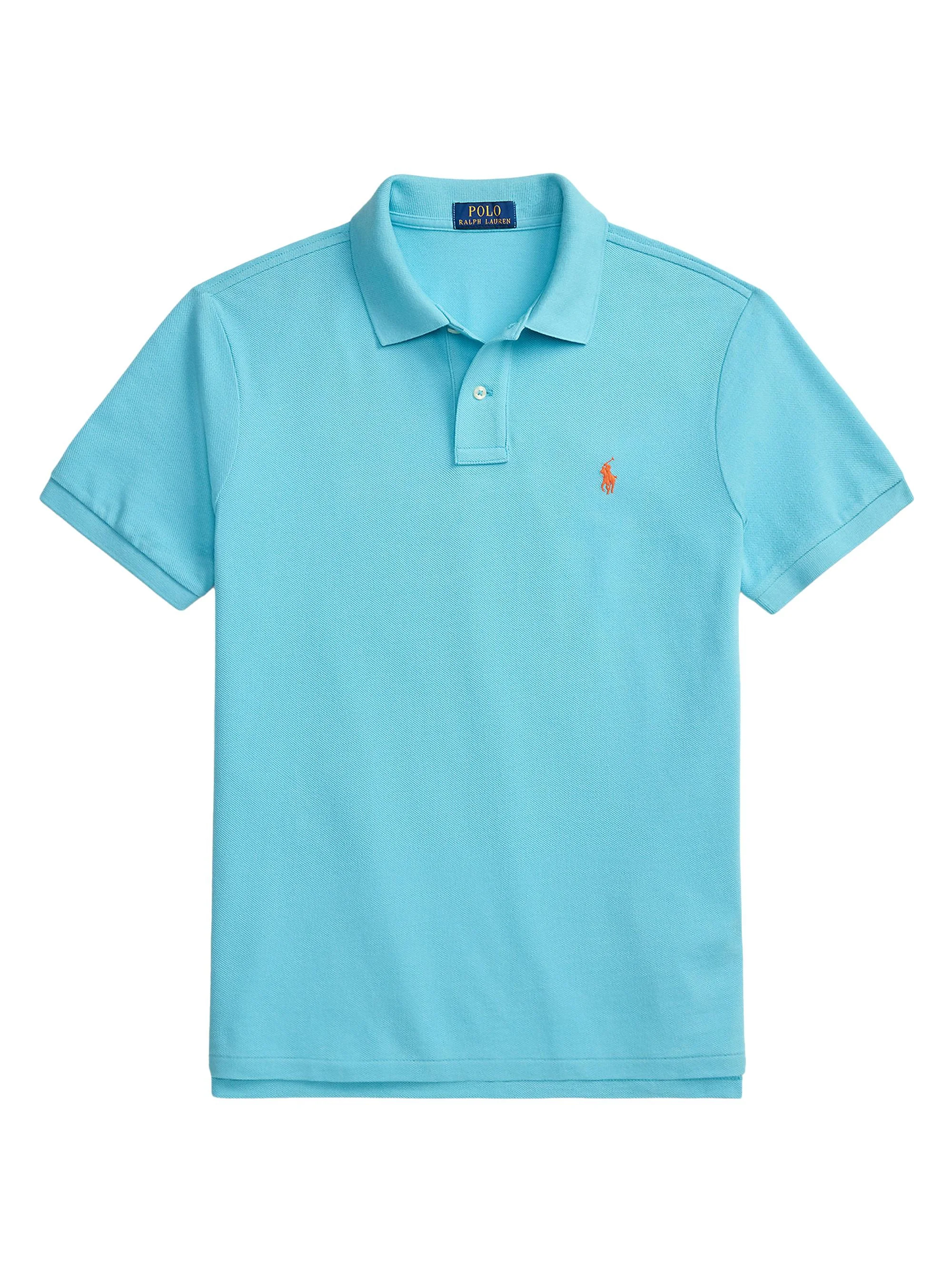 Men's Logo Cotton Mesh Polo - Perfect Turquoise - 1