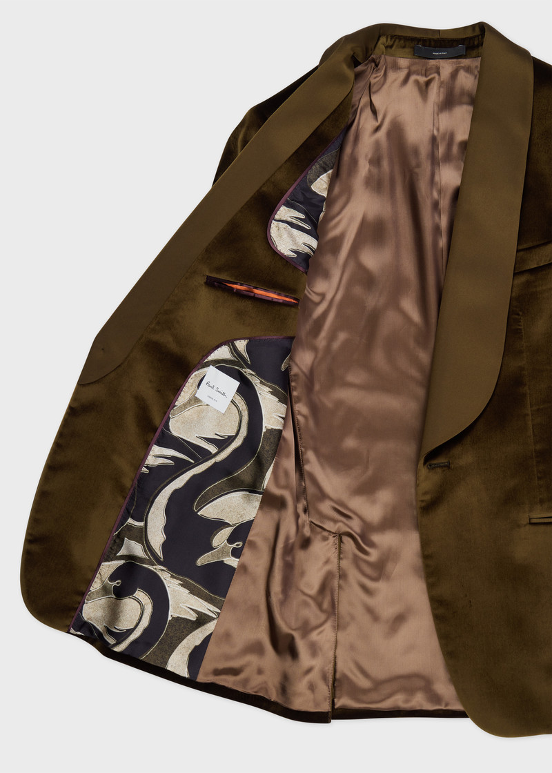 The Soho - Tailored-Fit Khaki Green Velvet Evening Blazer 4