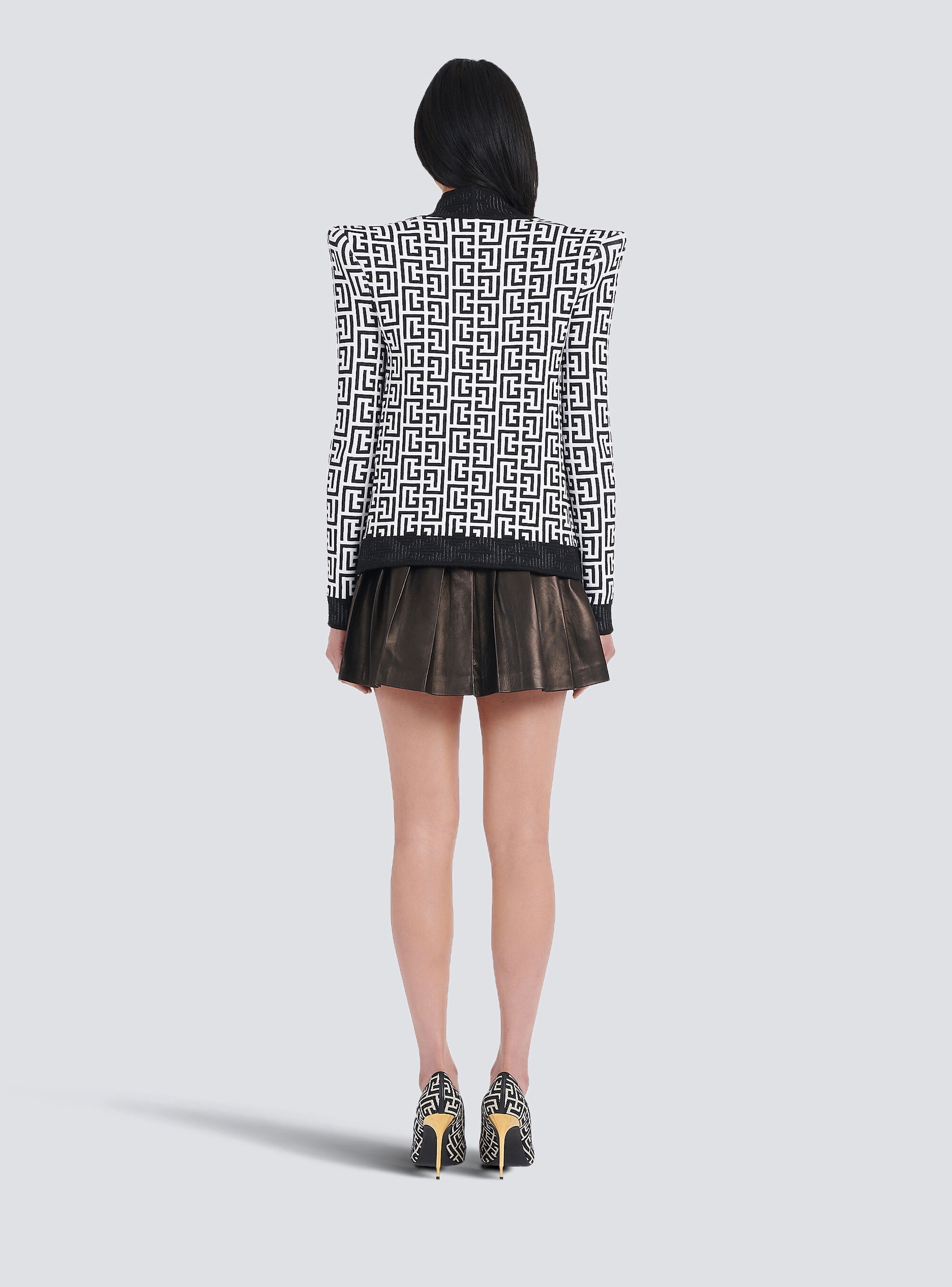 Knit jacket with Balmain monogram - 4