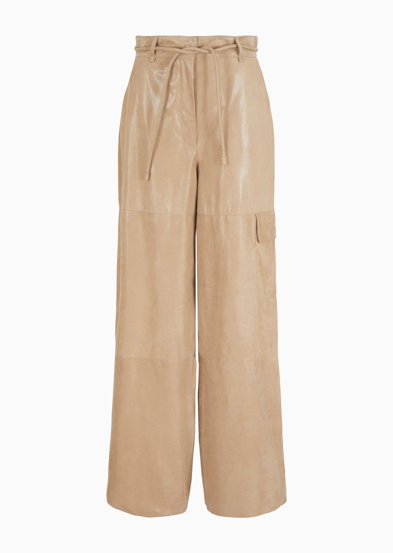 Wide-leg suede trousers with a shiny treatment - 1