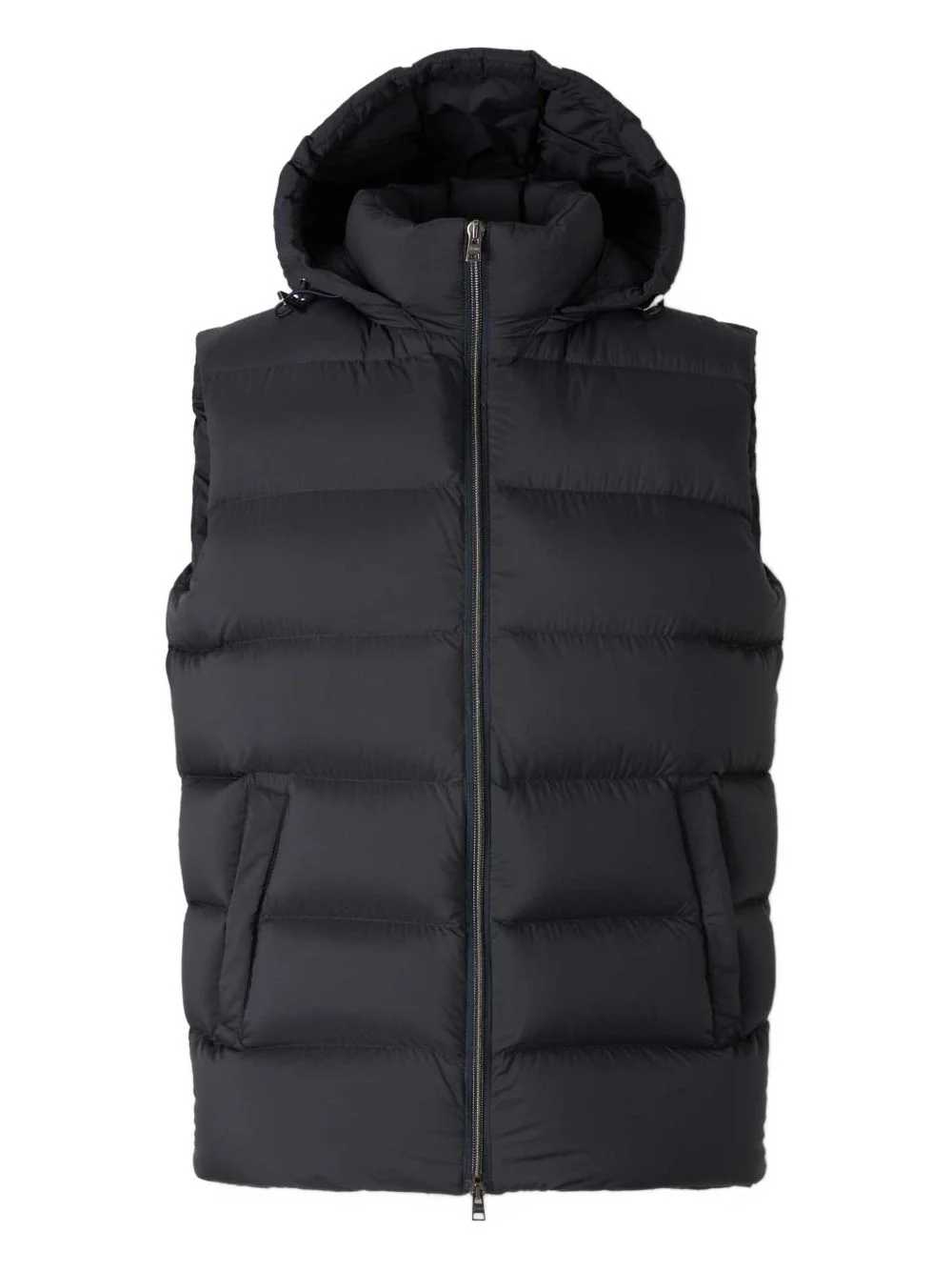 hooded zip wool vest - 1