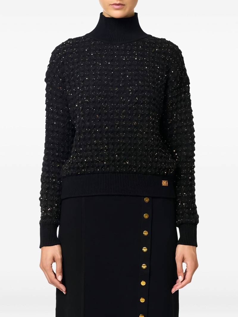 ELISABETTA FRANCHI high-collar bouclé sweater outlook