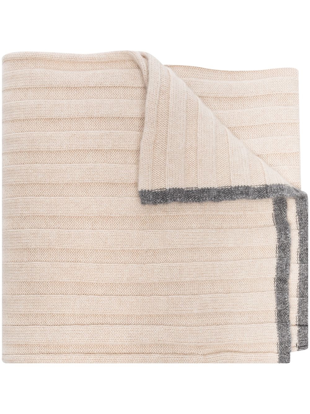 BRUNELLO RIBBED CASHMERE SCARF NEUTRAL - 1