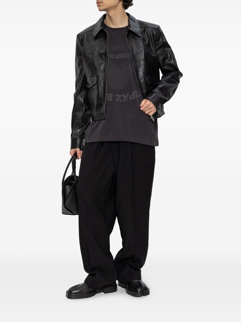 zip-up leather jacket - 2