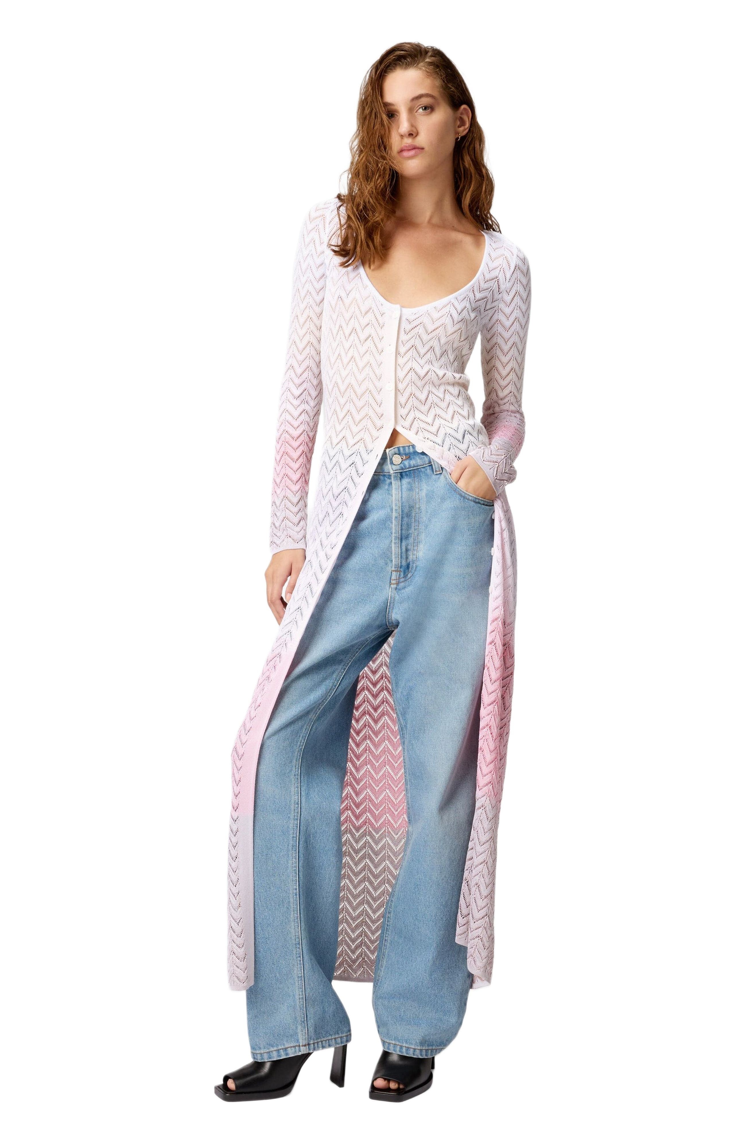 Missoni Long Cardigan In Gradient Chevron Viscose in Multicoloured at Nordstrom - 5