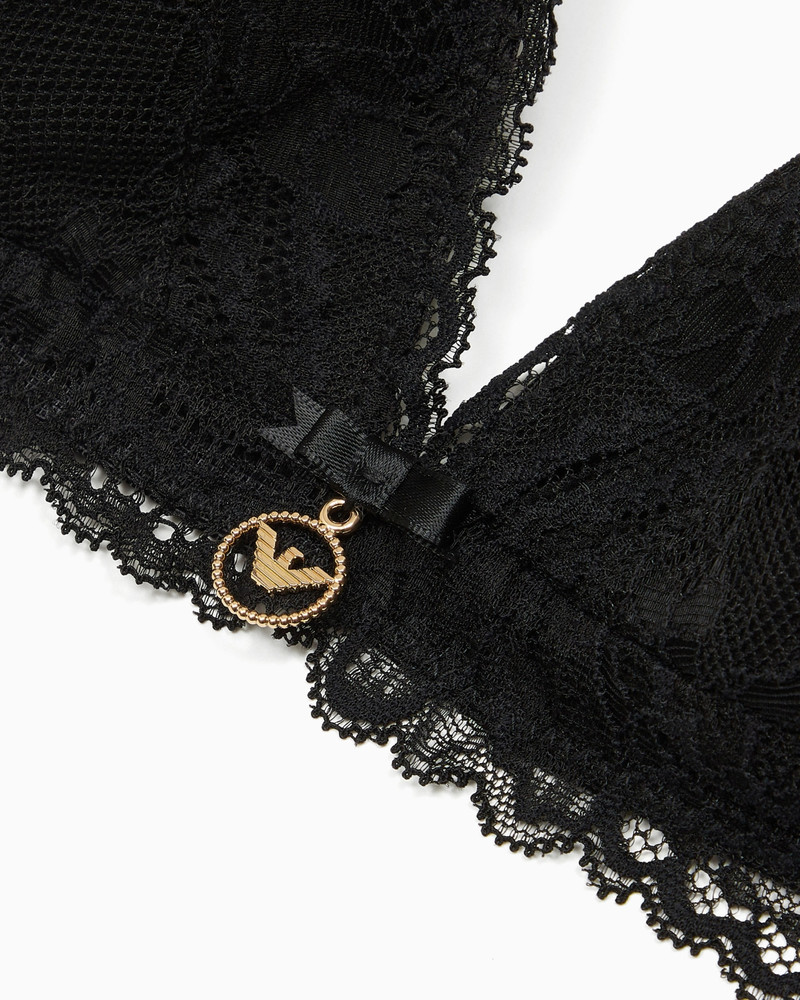 EMPORIO ARMANI ASV Eternal Lace padded triangle bra in recycled lace outlook