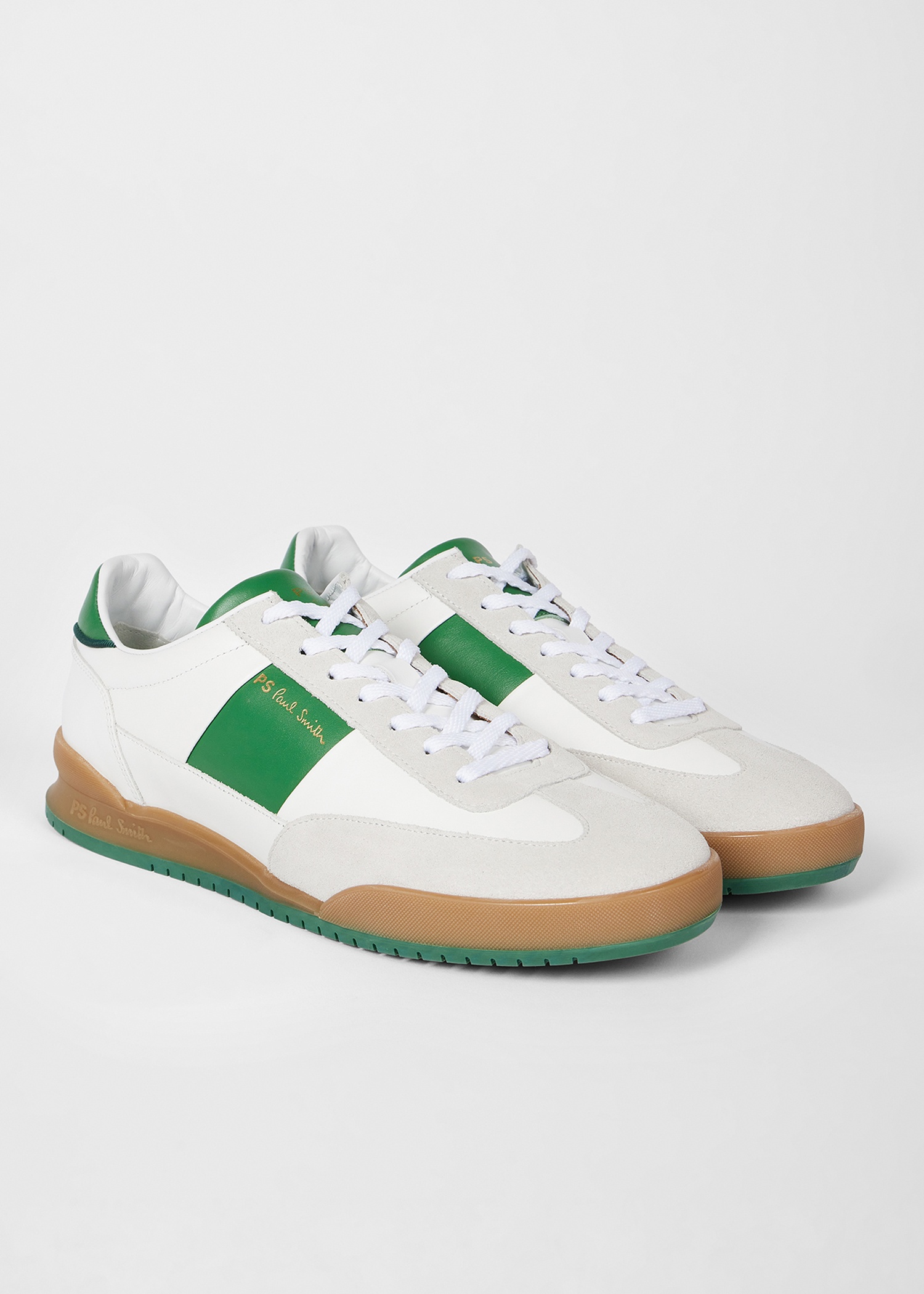 White And Green Leather 'Dover' Trainers - 3