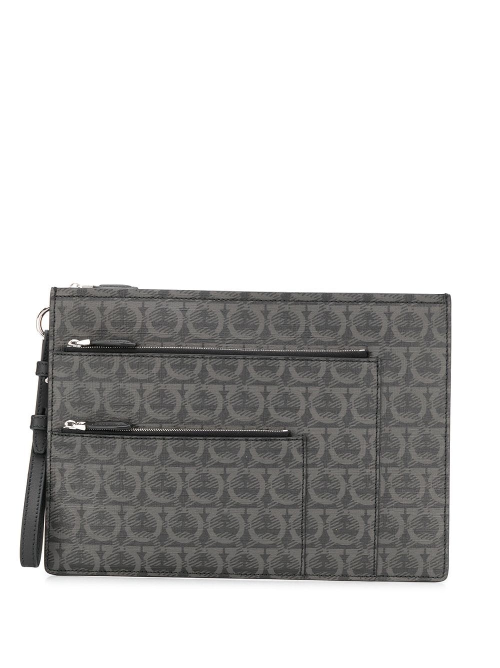 Gancini print zipped clutch - 1