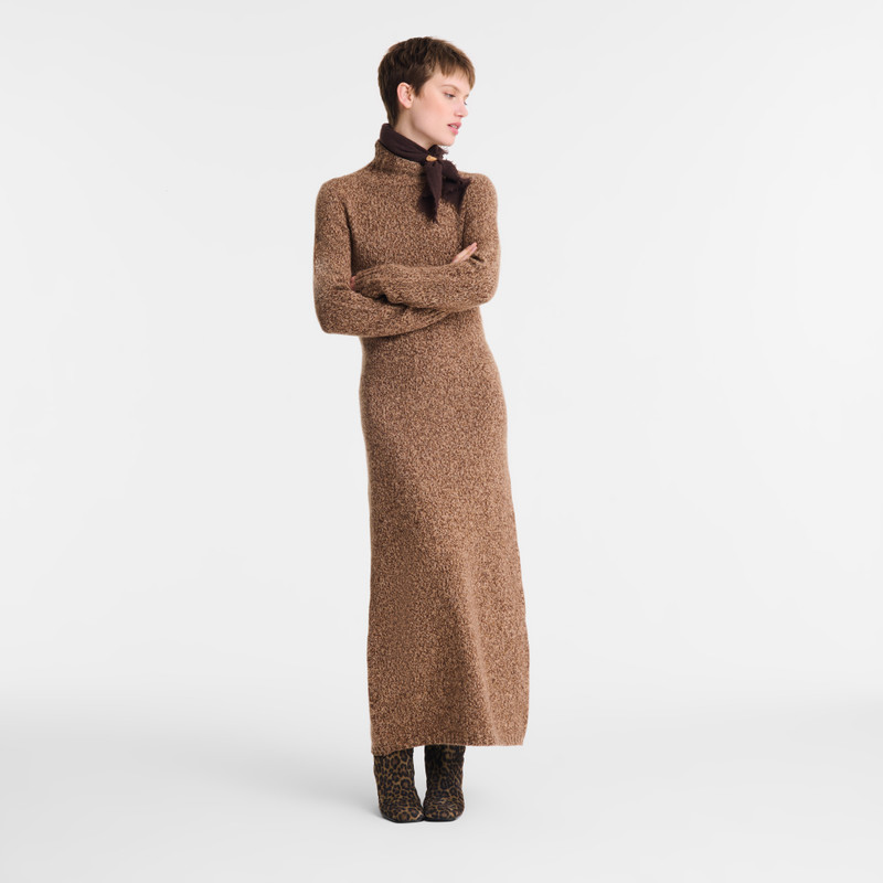 Longchamp Long dress Chocolate - Knit outlook