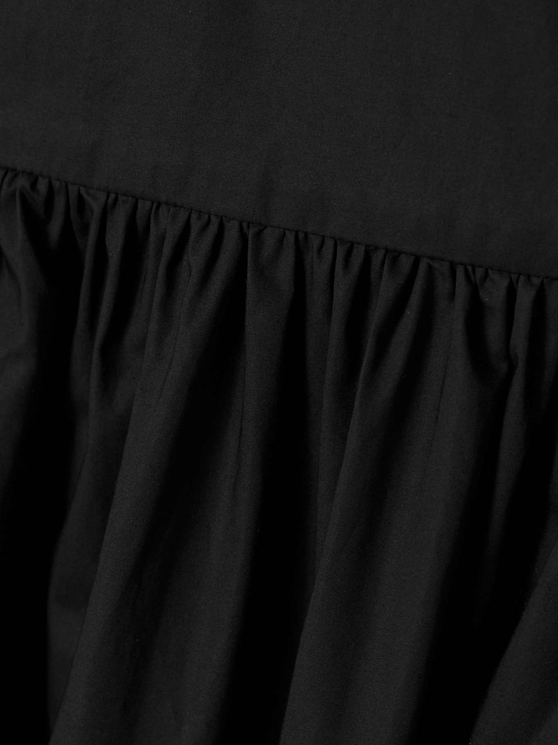 Gathered organic cotton-poplin midi dress Black 4