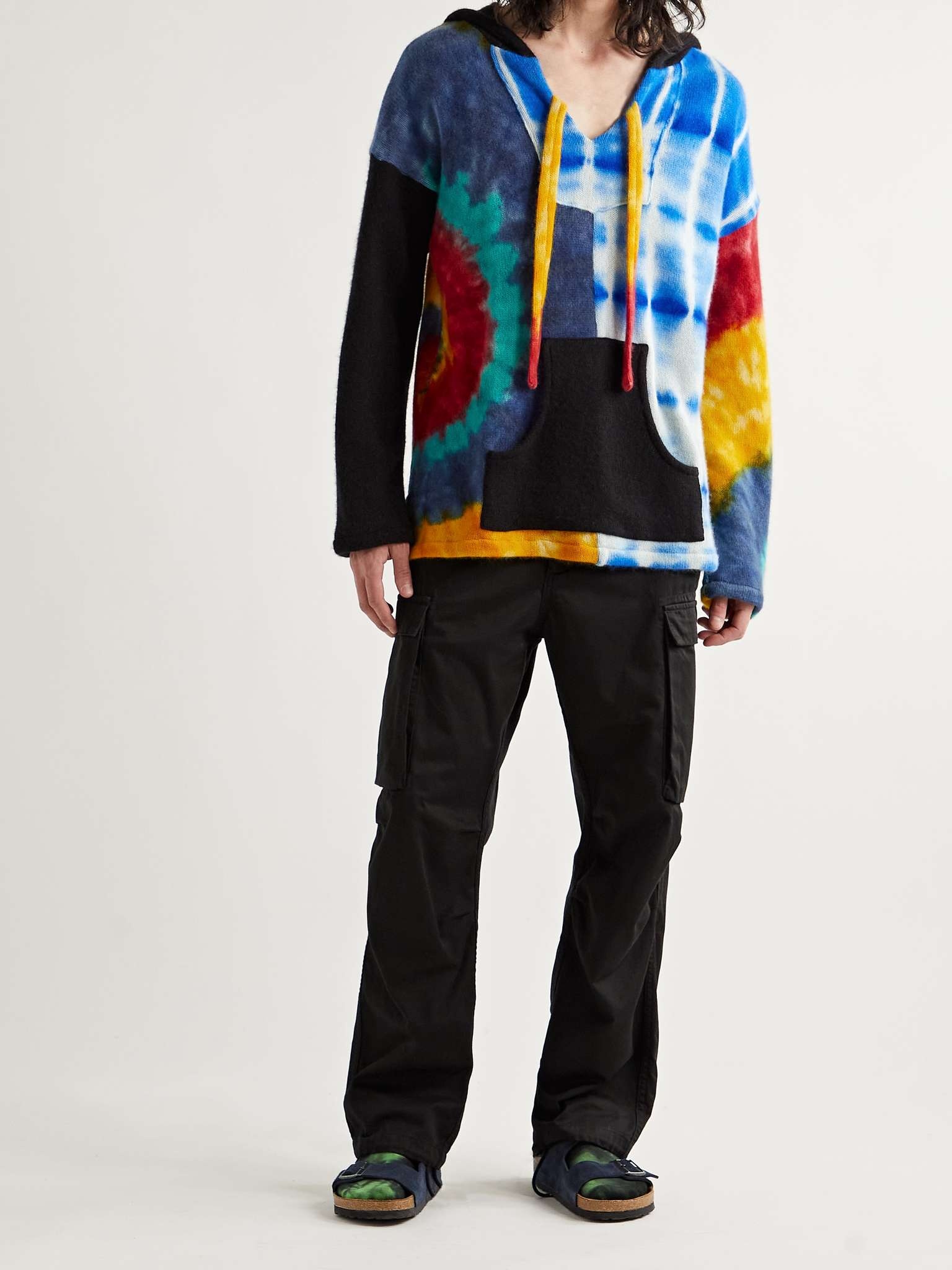 Patchwork Tie-Dyed Cashmere Hooded Sweater - 2