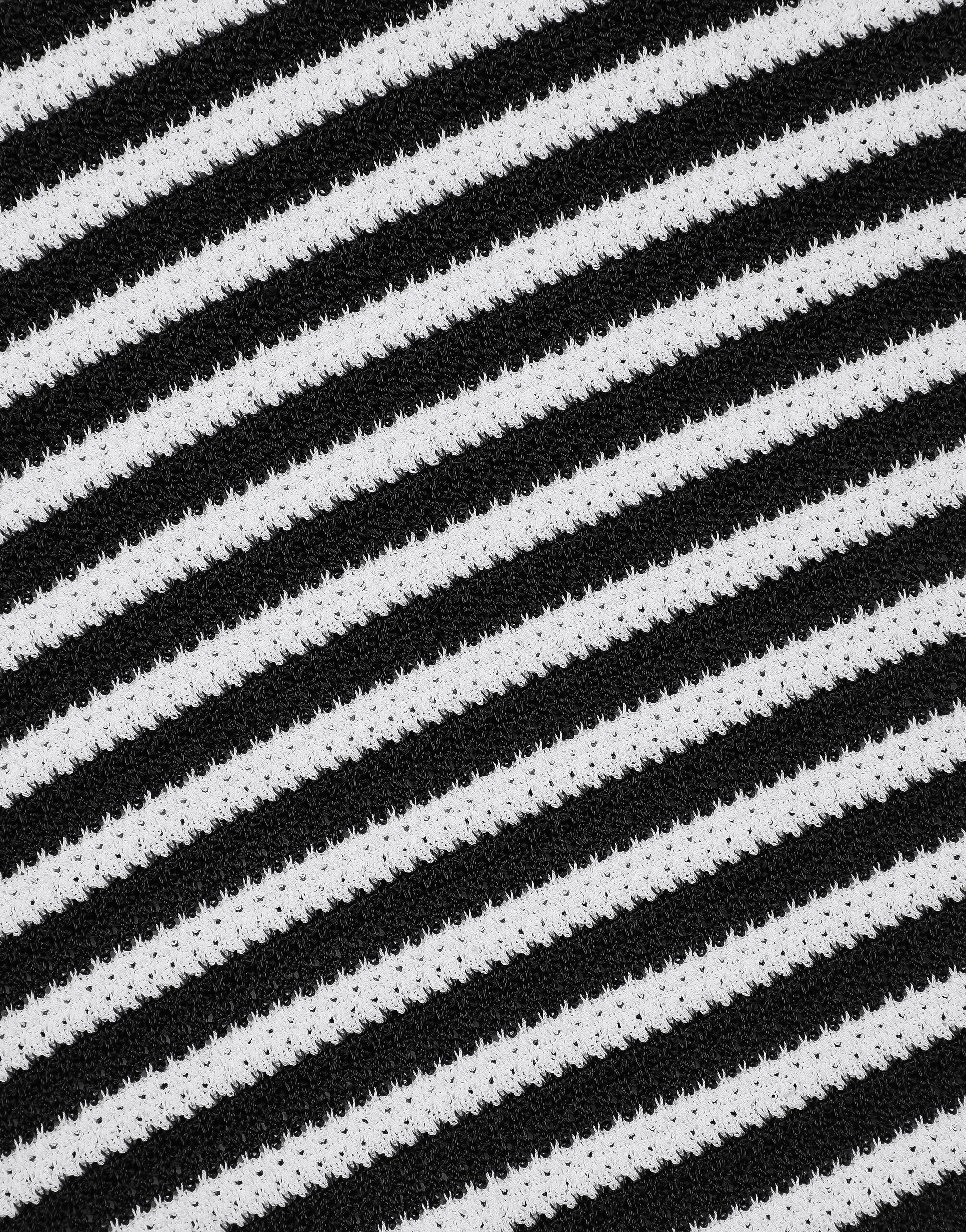 Striped cotton V-neck polo-shirt with DG logo - 4