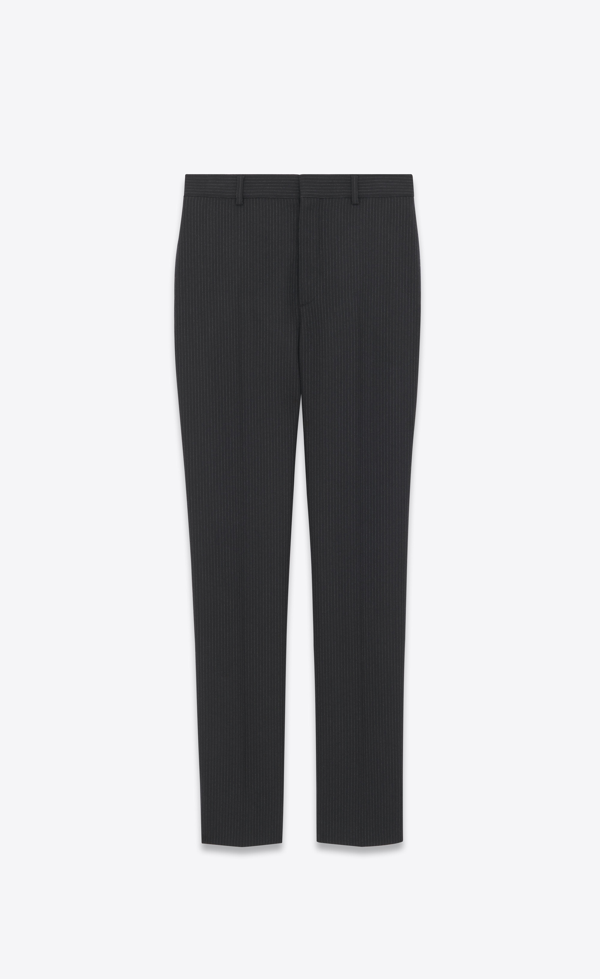high-waisted pants in striped wool - 1