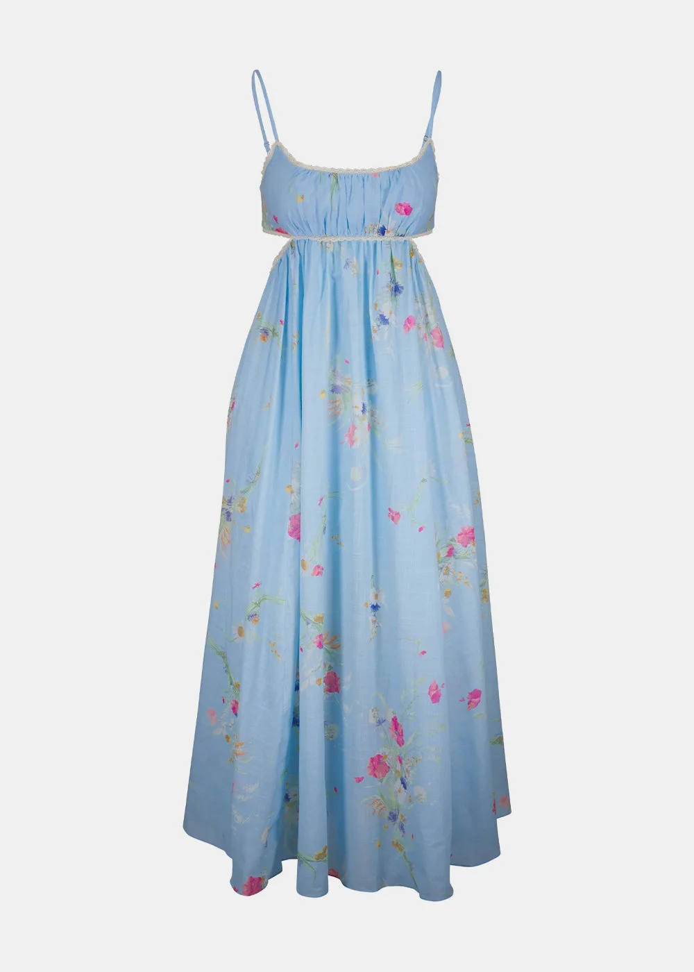 Blue Bouquet Floral Lucky Picnic Maxi Dress - 1