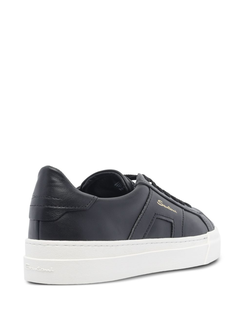 round-toe leather sneakers - 4
