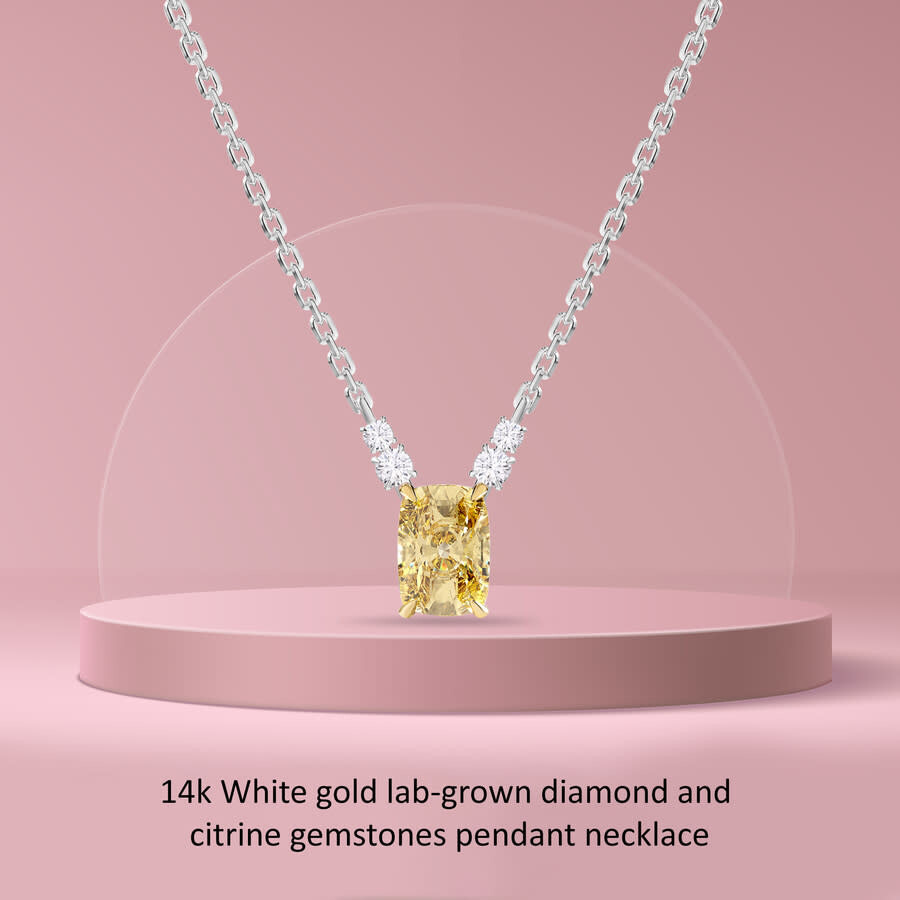 Diamond2Deal - Diamond2Deal 14k Two-tone Gold 2.15 Ct Radiant Cut White & Yellow Lab Grown Diamond Pendant Necklace - 3
