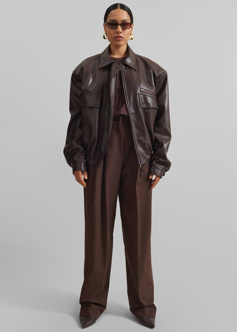 Belmont Faux Leather Jacket - Brown 3