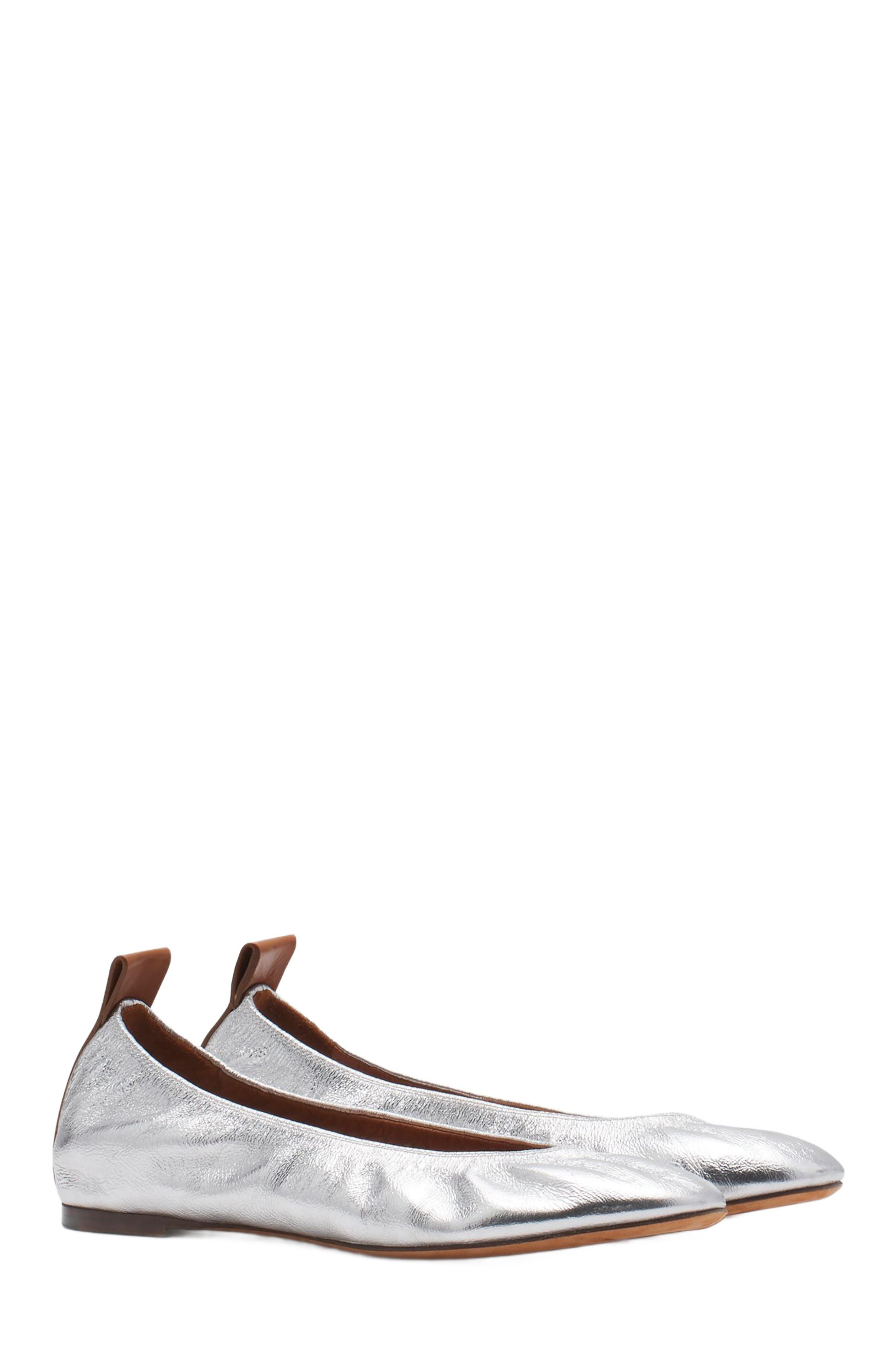 Lanvin The Ballerina Flat In Metallic Leather in Silver at Nordstrom - 2