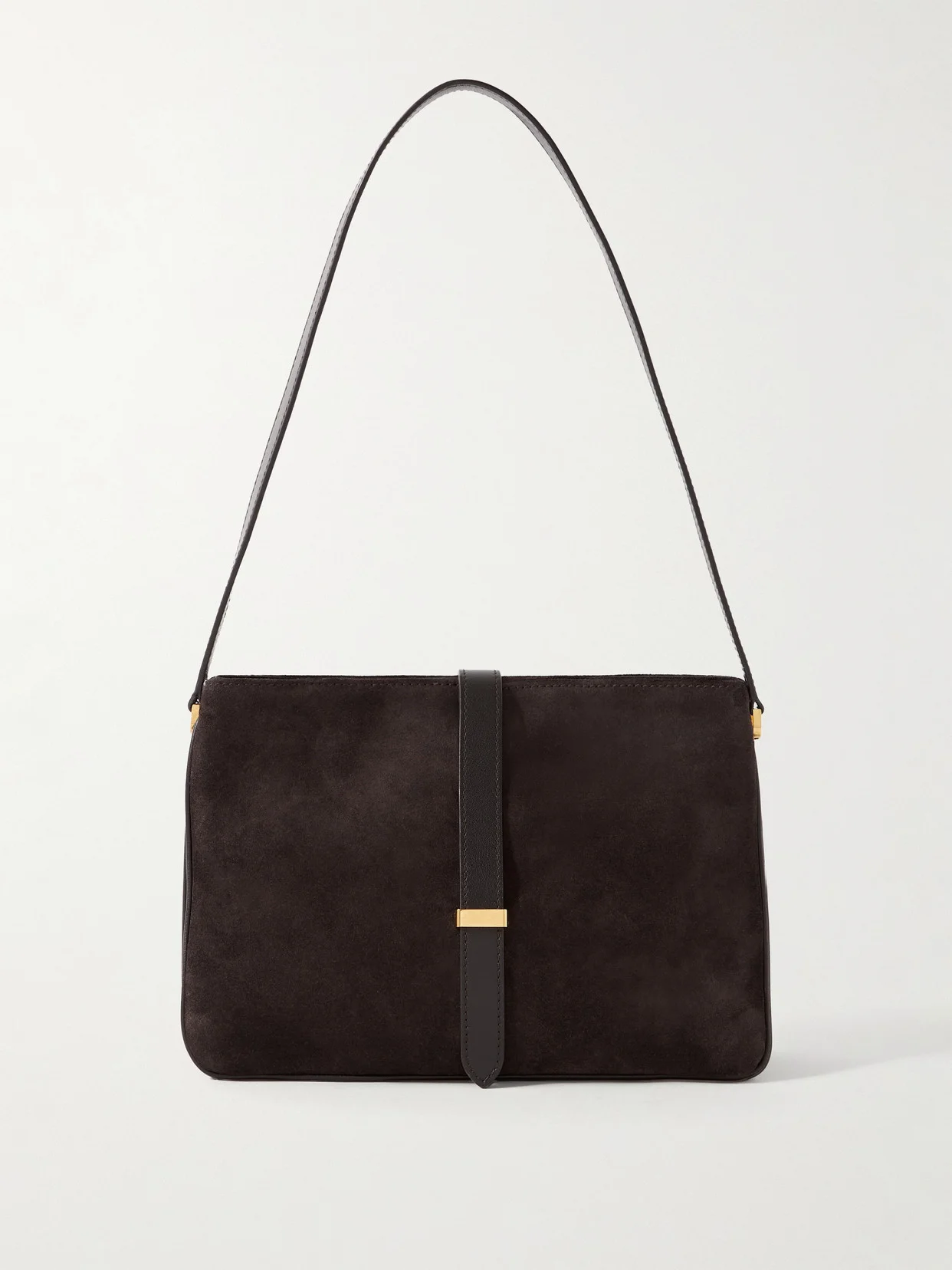 Jane Leather-trimmed Suede Shoulder Bag - 1