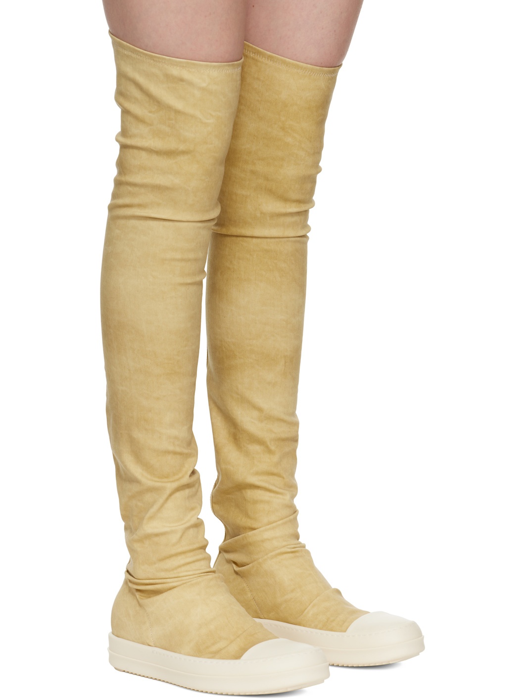 Beige Hollywood High Sock Sneaks Tall Boots - 4