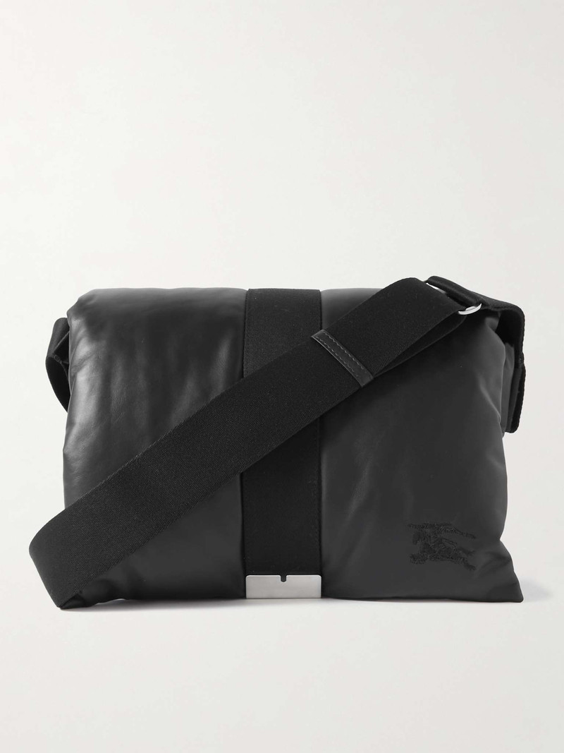 Logo-Embroidered Padded Leather Messenger Bag - 1