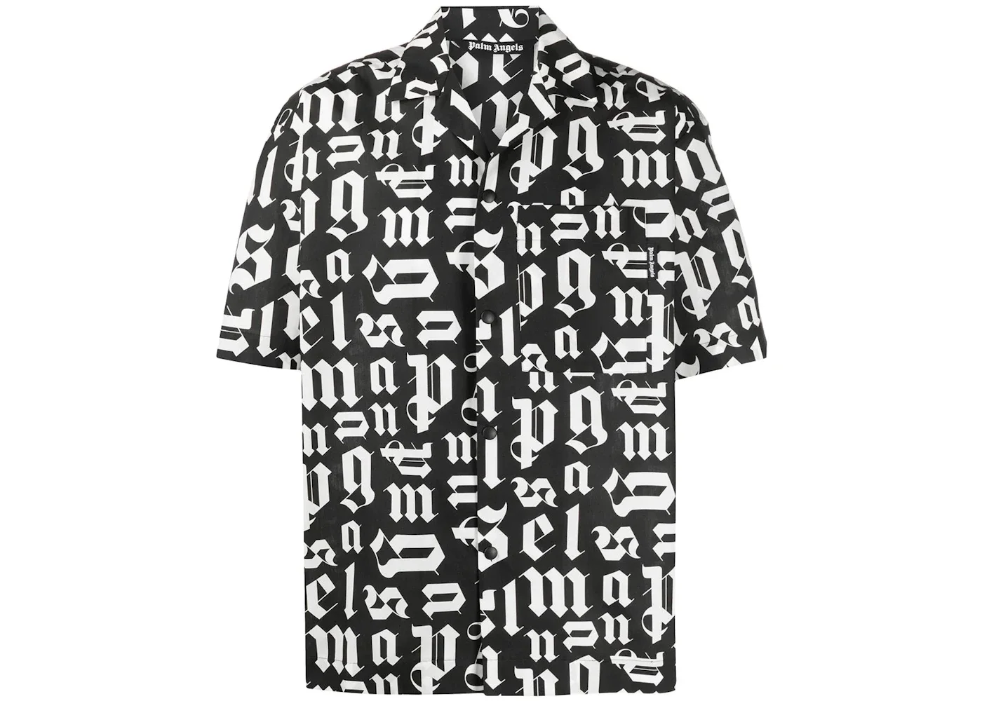 Palm Angels Monogram Bowling Shirt Black - 1