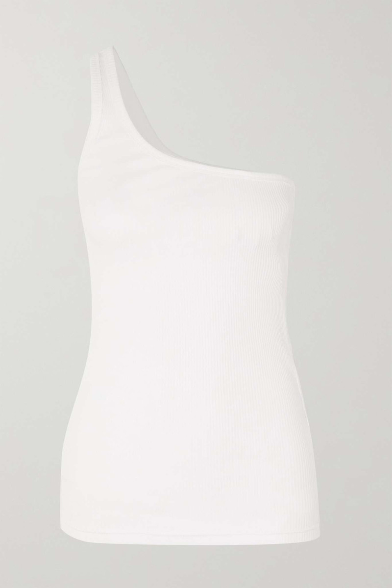 Tresia one-shoulder ribbed cotton-jersey tank - 1