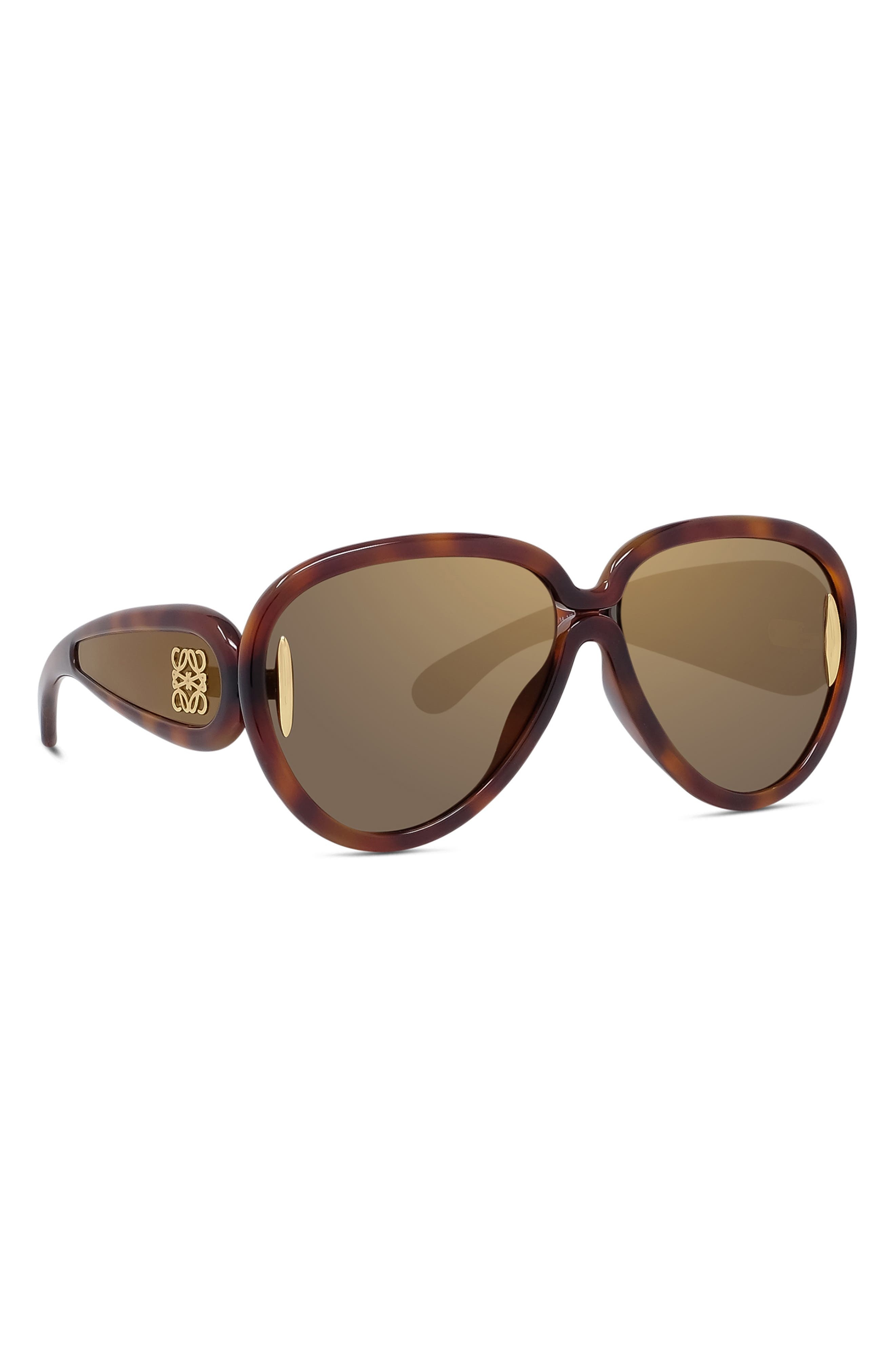 Loewe Anagram 65mm Oversized Pilot Mask Sunglasses in Dark Havana /Brown Mirror at Nordstrom - 4