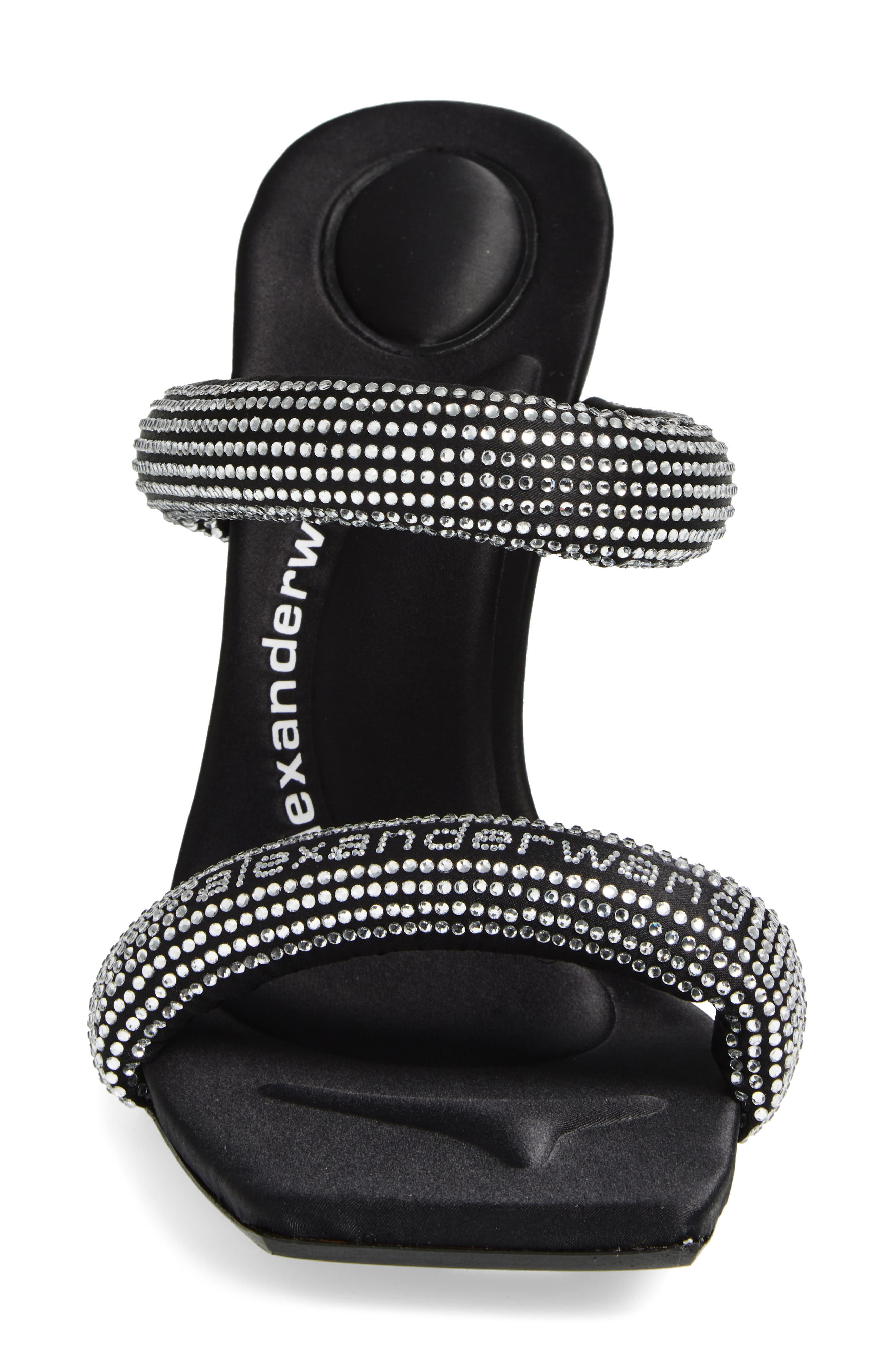 Alexander Wang Julie Tubular Crystal Embellished Slide Sandal in Black/Silver at Nordstrom - 4