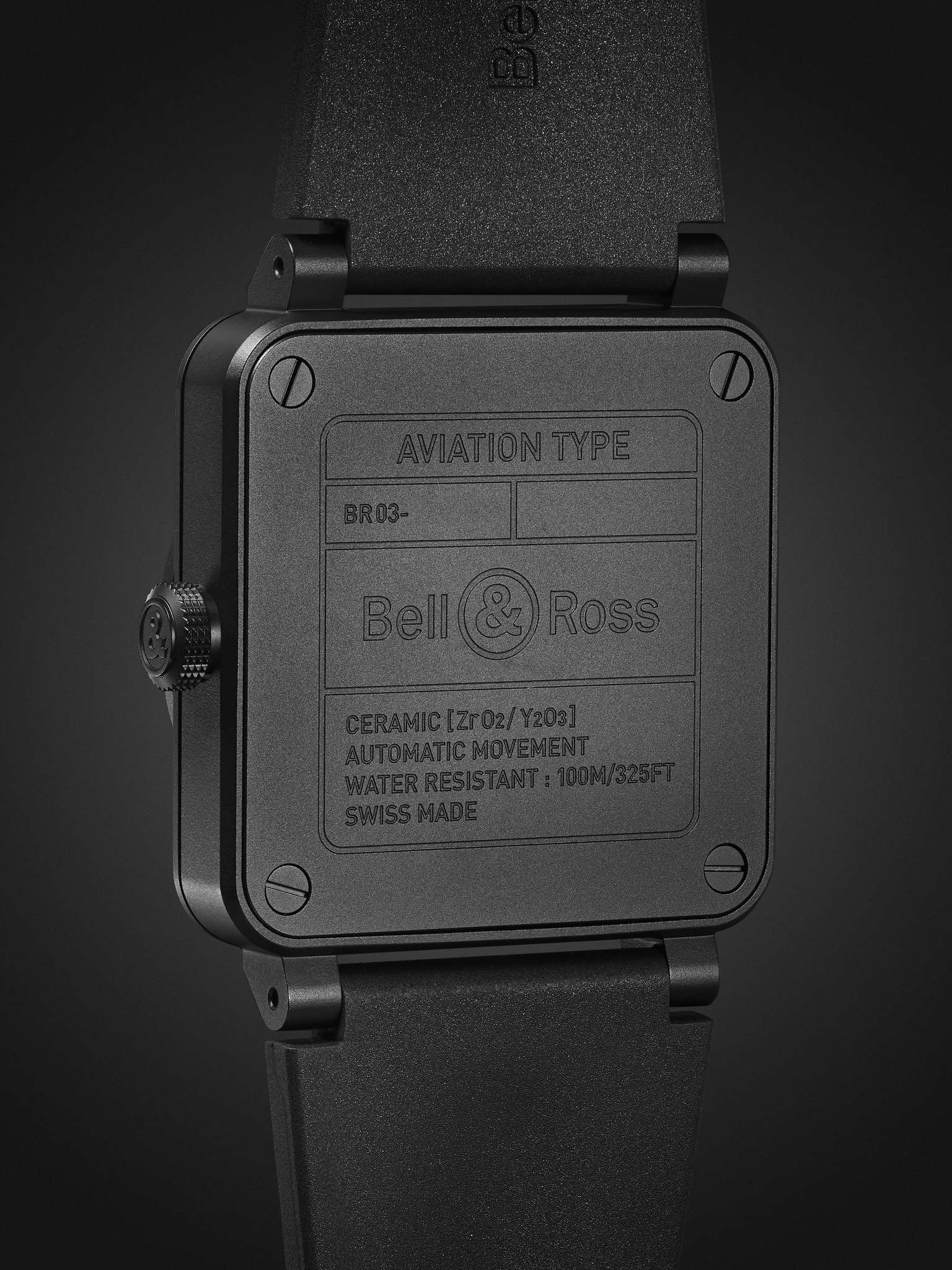 BR 03 Automatic 41mm Ceramic and Rubber Watch, Ref. No. BR03A-BL-CE/SRB - 4