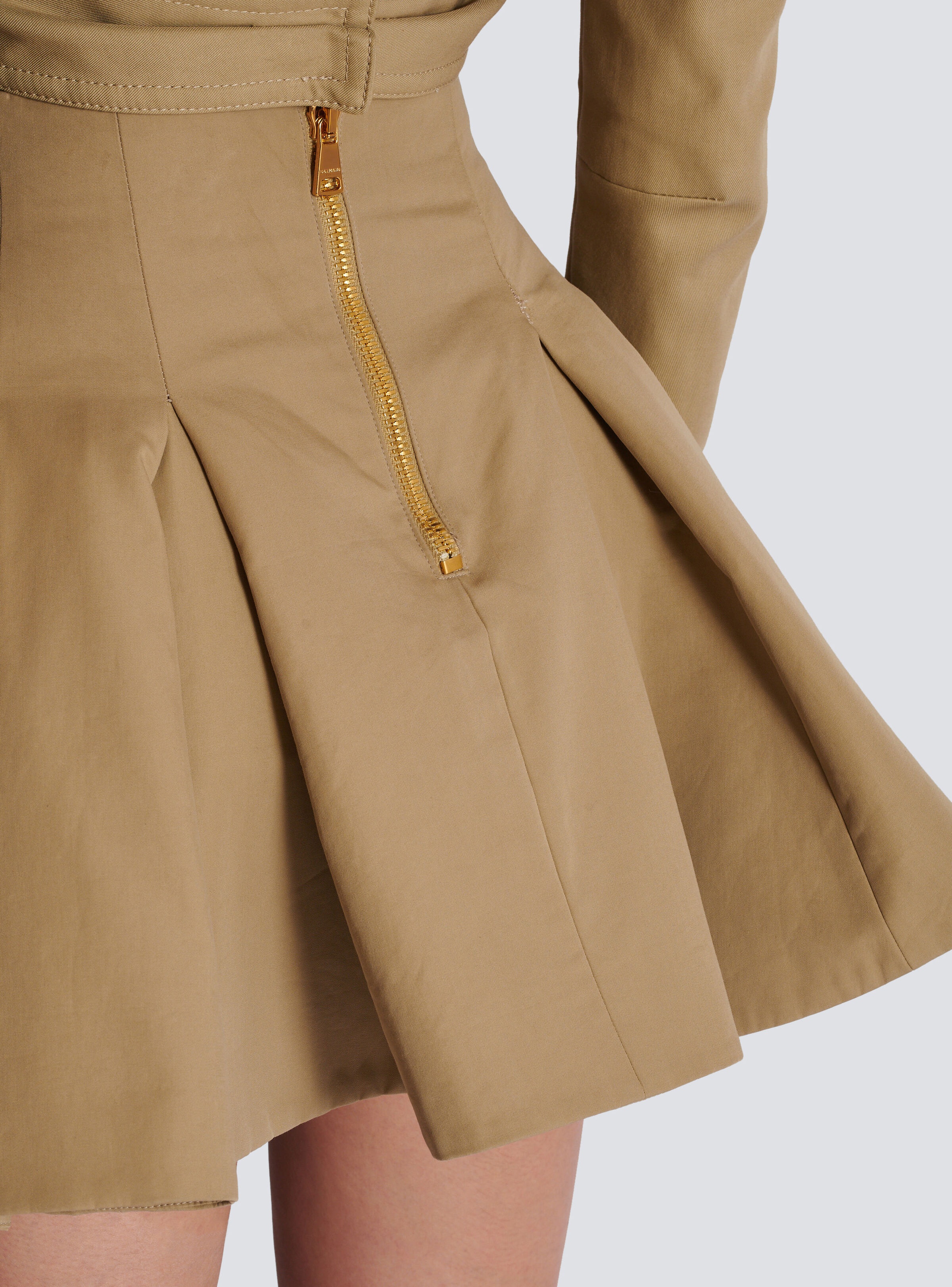 Flared pleated grain de poudre skirt - 7
